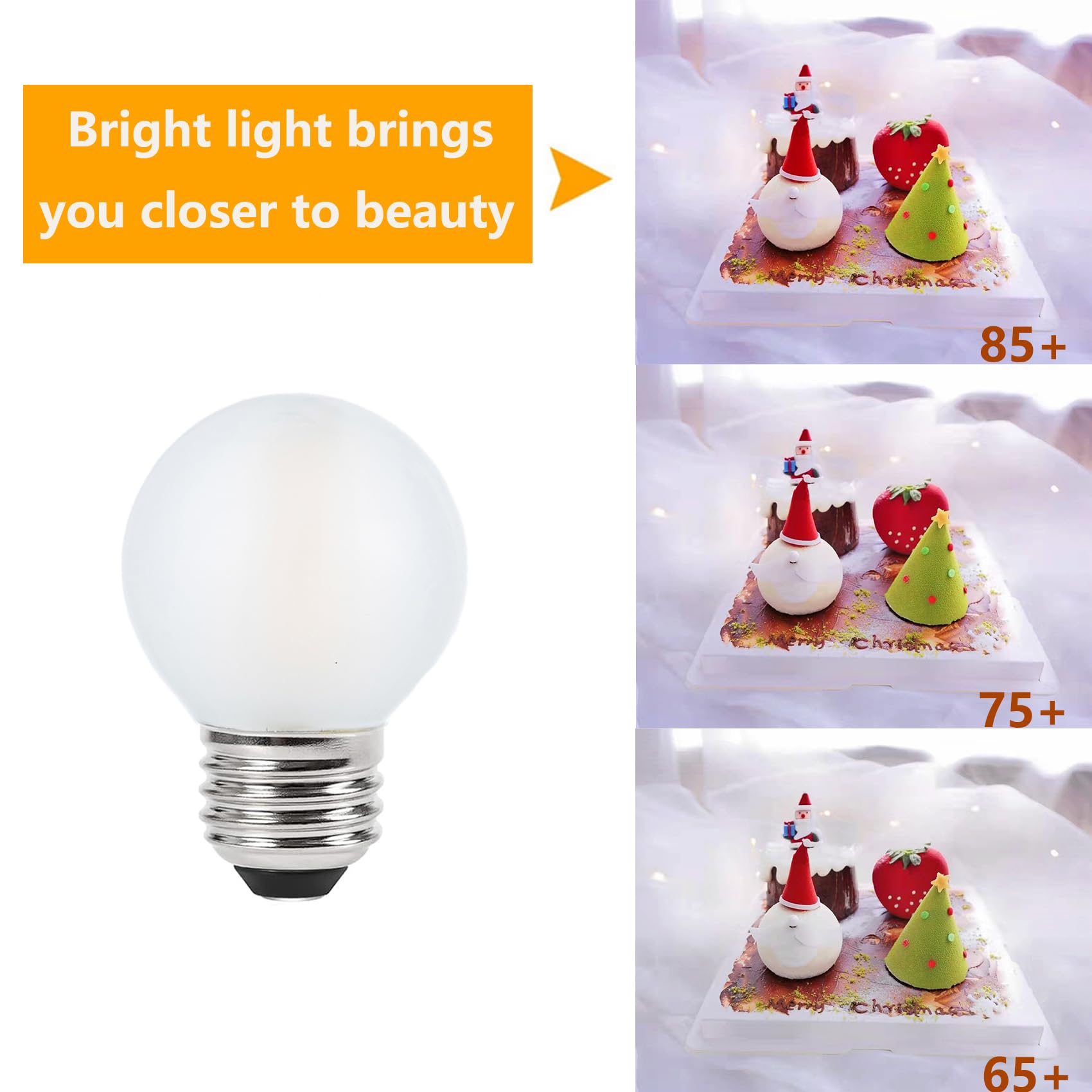 Sunaiony Frosted E26 Led Bulb 4W Dimmable Warm White 2700K, 40 Watt Equivalent Led Light Bulbs, G16.5 Edison Led Frosted Globe L