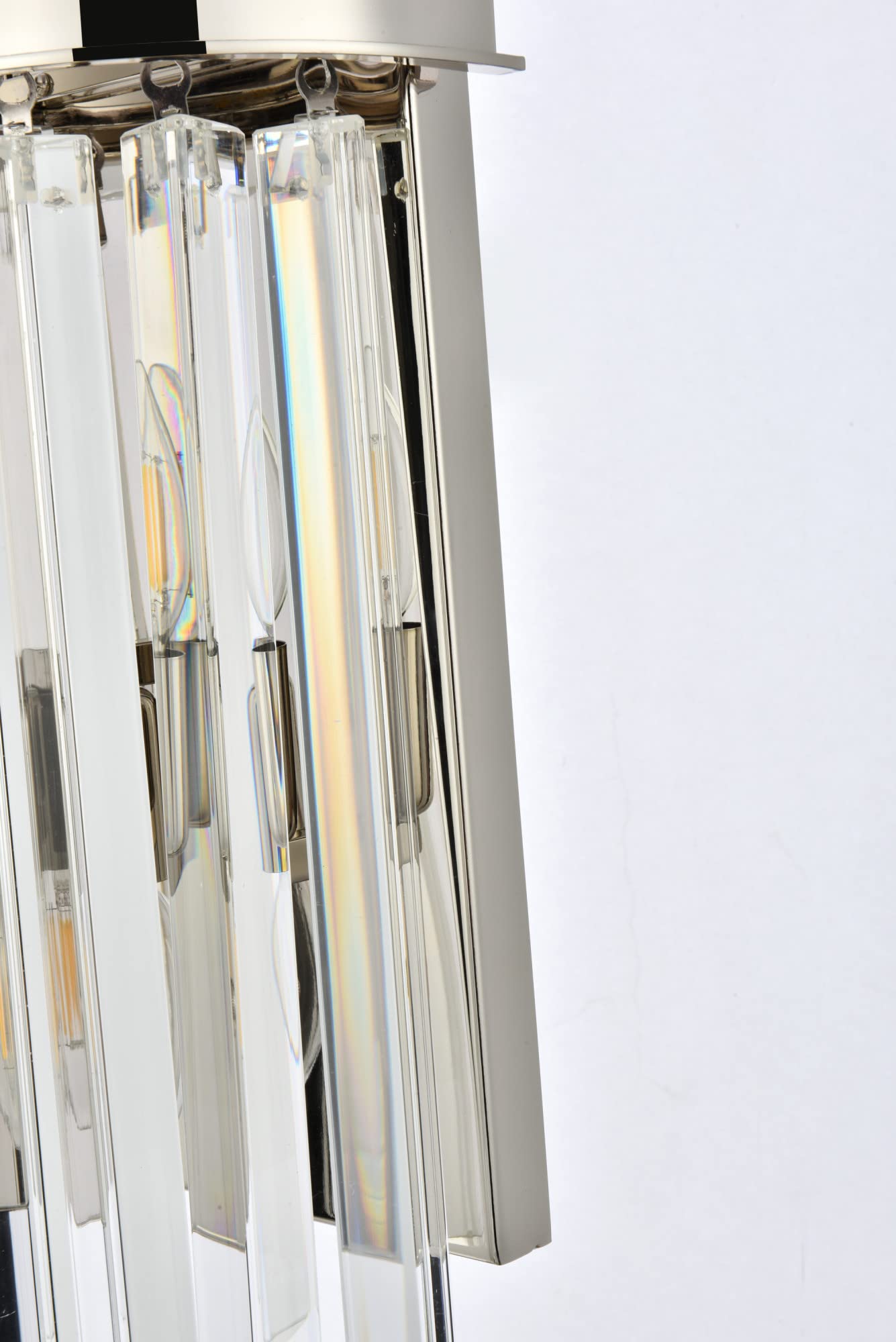 Elegant Lighting Sydney Collection 2-Light Wall Lamp with Royal Cut Crystals, Polished Nickel Finish