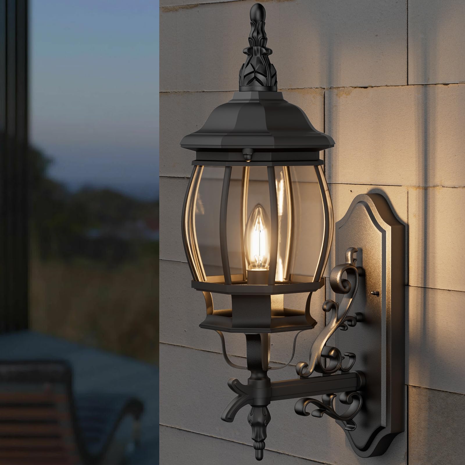 Krychiler White Outdoor Wall Lantern - Waterproof Sconce Light For Porch & Living Room