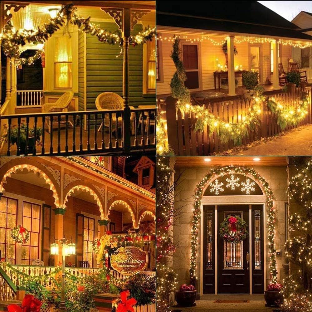 Joomer Solar Fairy Lights Outdoor, 80FT 240LED Waterproof String Lights, Warm White, 8 Modes for Garden Decoration