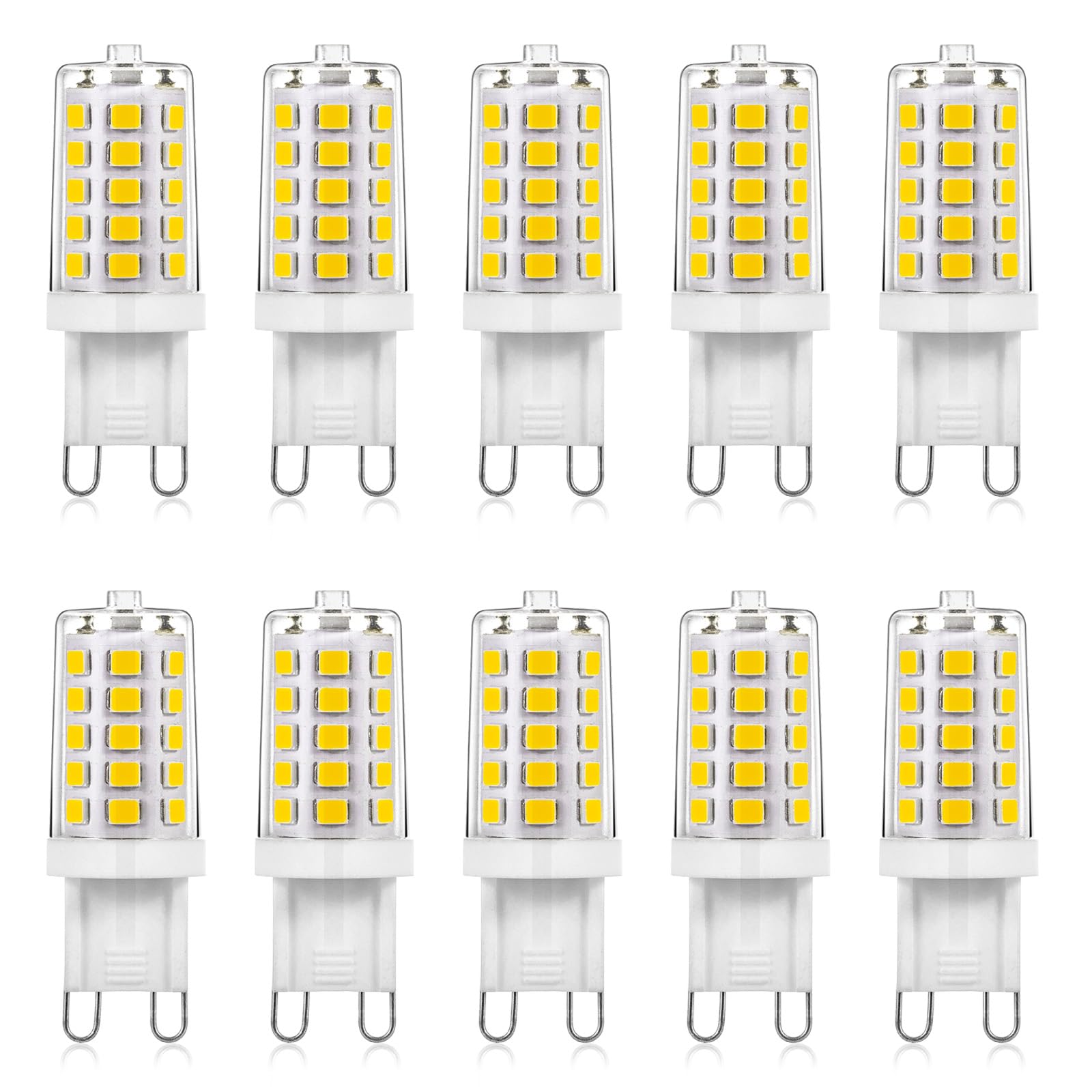 Joutameili 10 Pack G9 LED Bulb 4W Equivalent 40 Watt, No Flicker LED G9 Bulb, T4 Halogen Light Lamp Replacement, 120V Neutral Wh