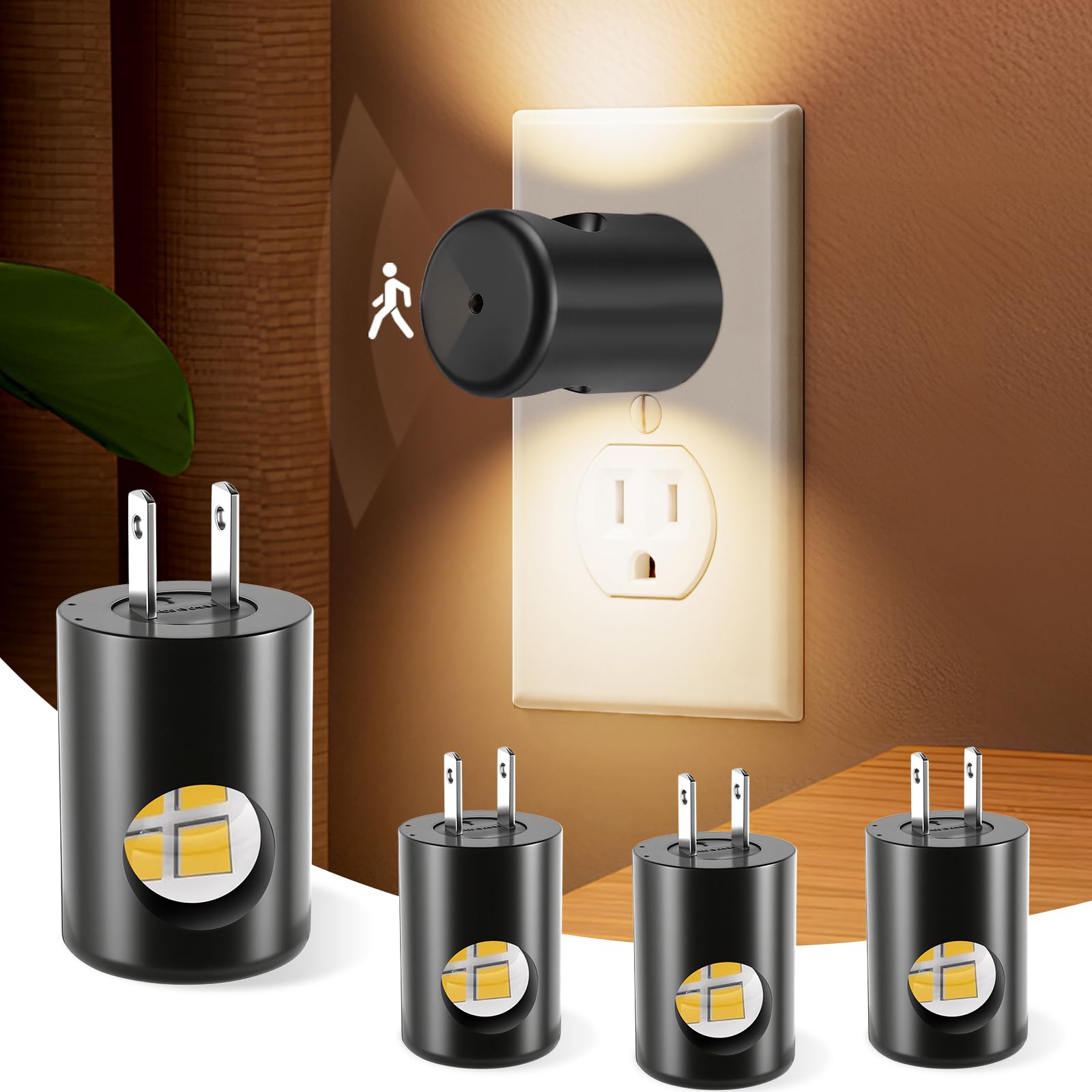 TSEXES LED Night Light,Motion Sensor Night Lights Plug into Wall with Dusk to Dawn Sensor, Auto On/Off, Motion Activated Night L