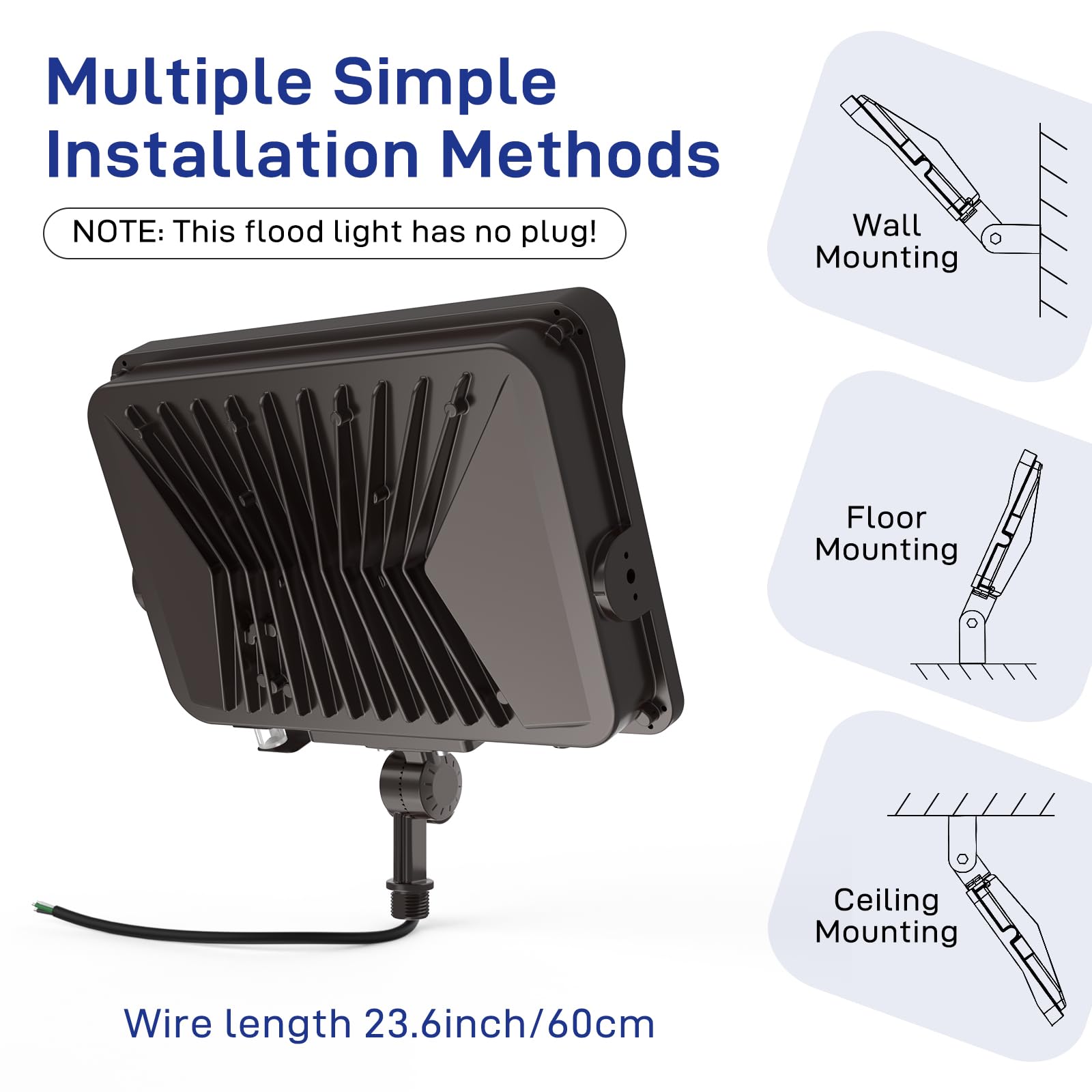 Hyperlite Led Flood Light With Dusk To Dawn Photocell, 11000Lm Led Security Flood Lights Outdoor, 5000K Daylight Ip65 Waterproof