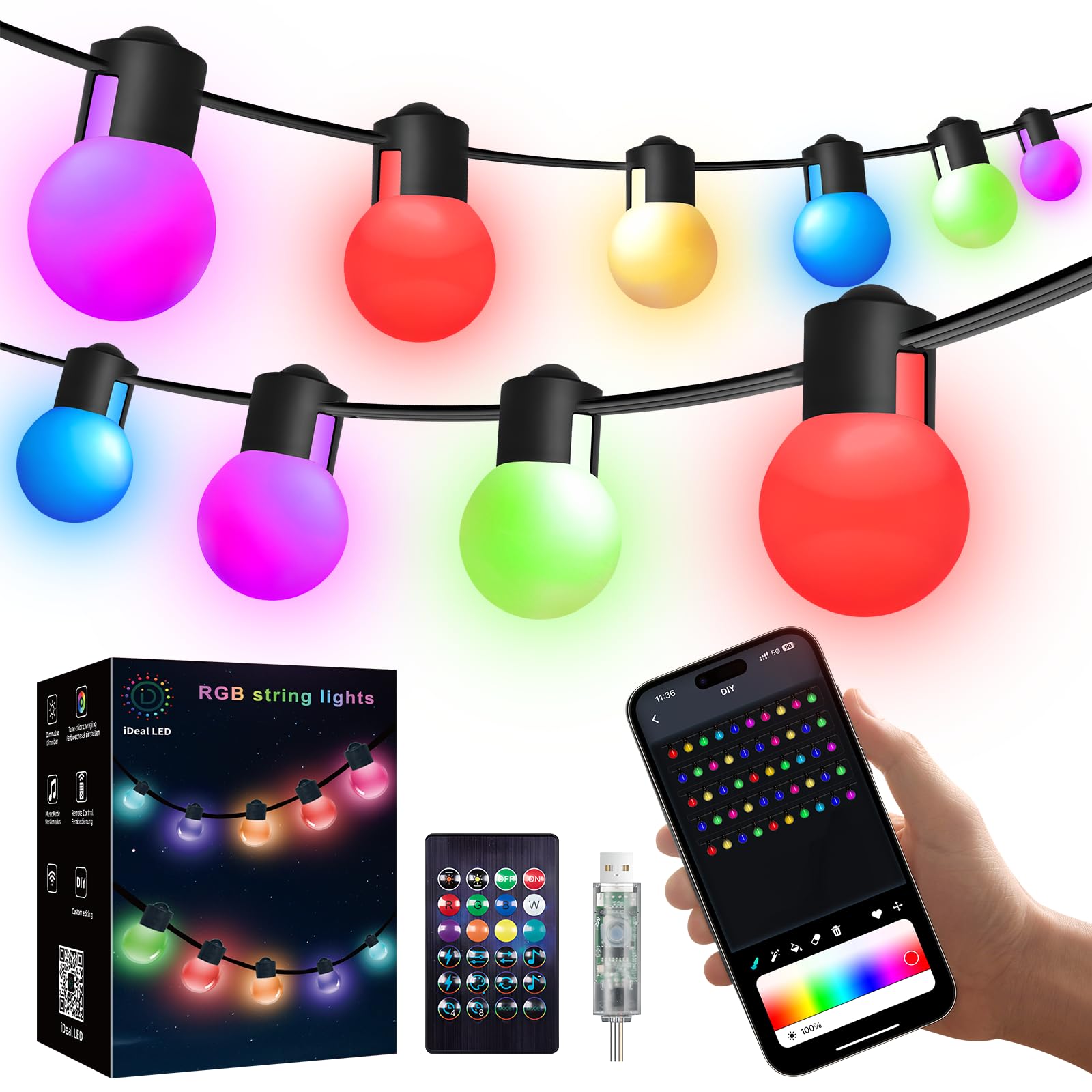 Super RGB 16.4Ft RGB Mini LED String Lights, 25 Dimmable Color Changing Fairy Lights for Indoor/Outdoor Decor, Model HCL-001, Multicolor