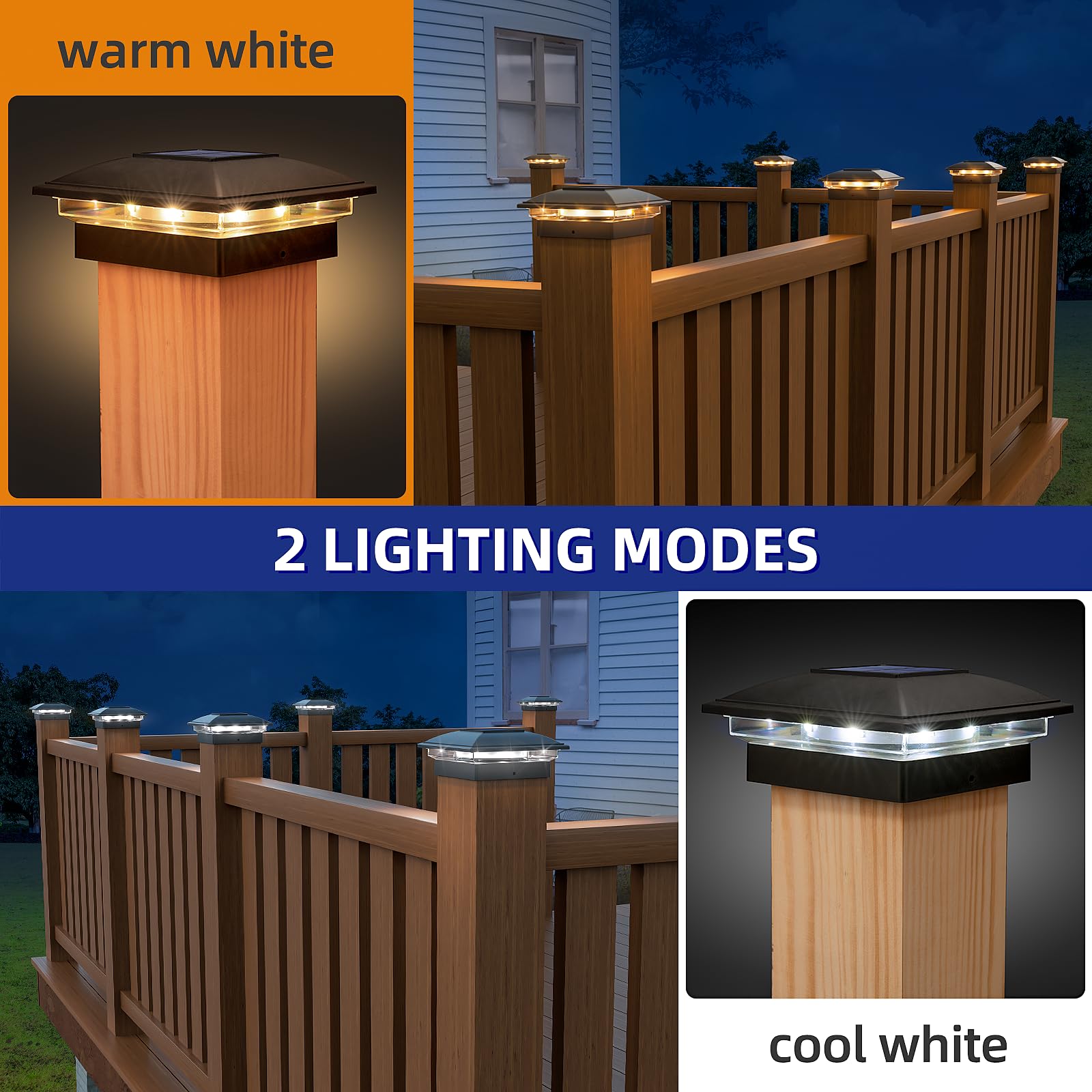 Aponuo Solar Post Cap Lights, 12 Pack 2-Modes Bright Outdoor Waterproof Garden Patio Fence Deck Decor For Fence Deck Caps 4X4,6X