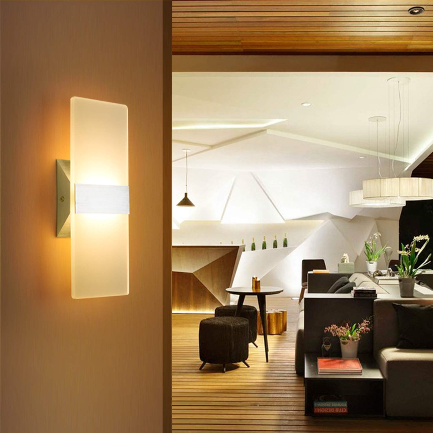 Changm Led Wall Sconce 12W Modern Acrylic Light Fixture, Warm White, 3 Pack For Living Room, Bedroom, Hallway