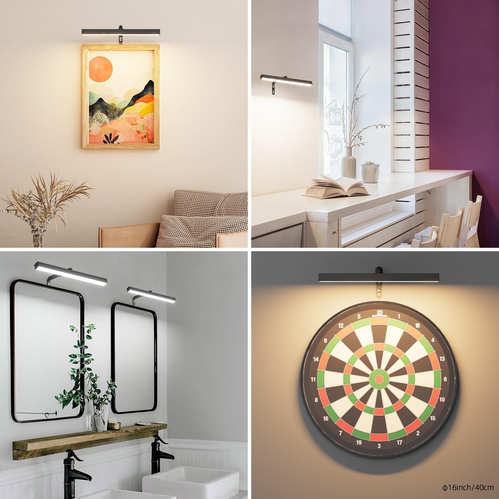 Coinmit 12" LED Plug-in Picture Light, Black Metal Wall Mounted Art Display with Remote Control, Model 9953
