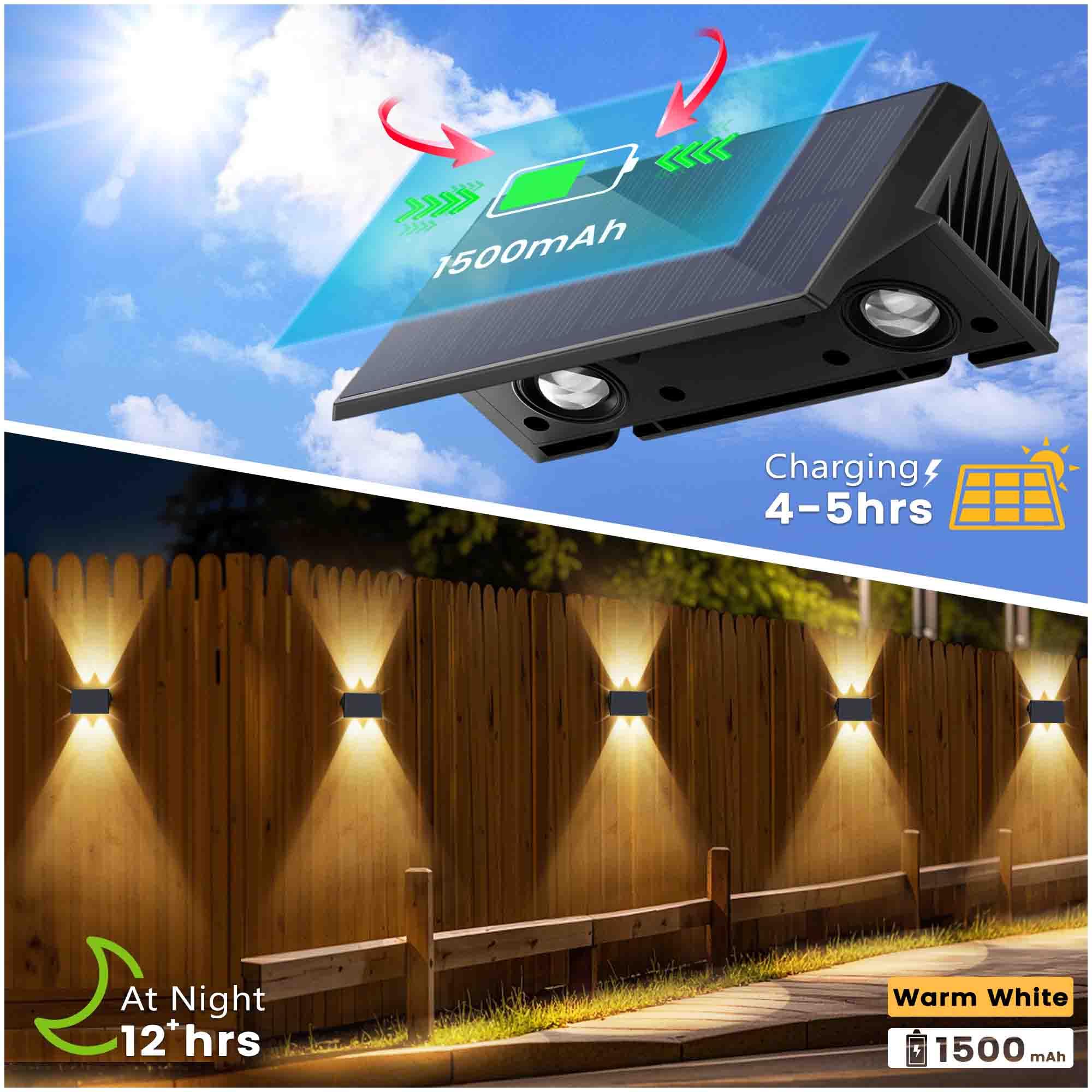 IIRARA Solar Fence Lights, 12-Pack, IP67 Waterproof, 120LM Bright, Warm White, Model SWL02
