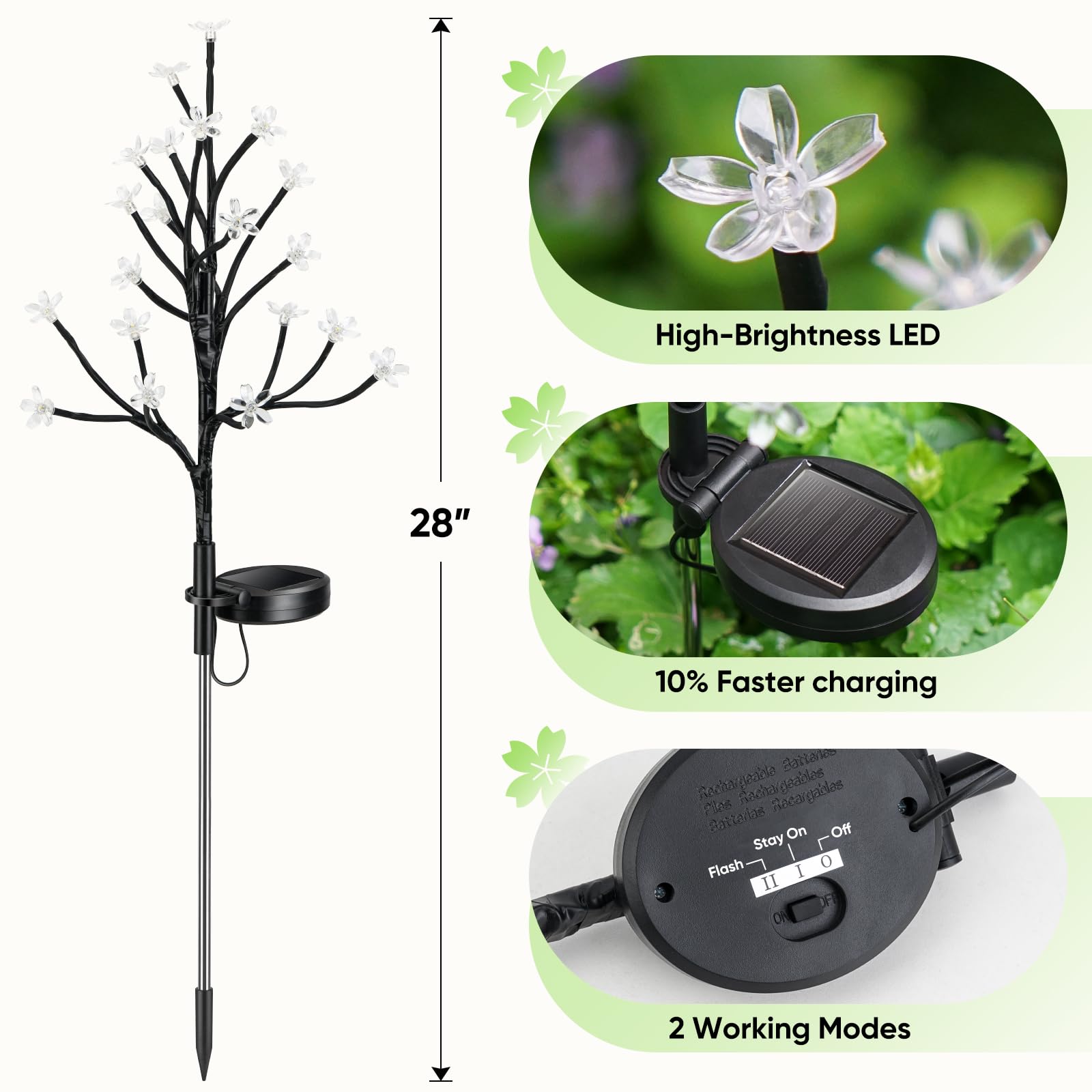 IUEECEN Solar Garden Lights Outdoor,Waterproof Outdoor Solar Lights for Outside Decorative 8Pack, 160Led Solar Flowers Garden De