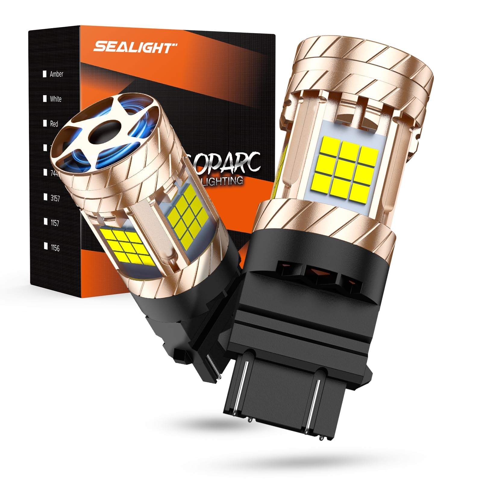 SEALIGHT 3157 LED Bulb, Super Bright 3200LM, Plug N Play, Aluminum, Xenon White, Model LED BULB, Pack of 2