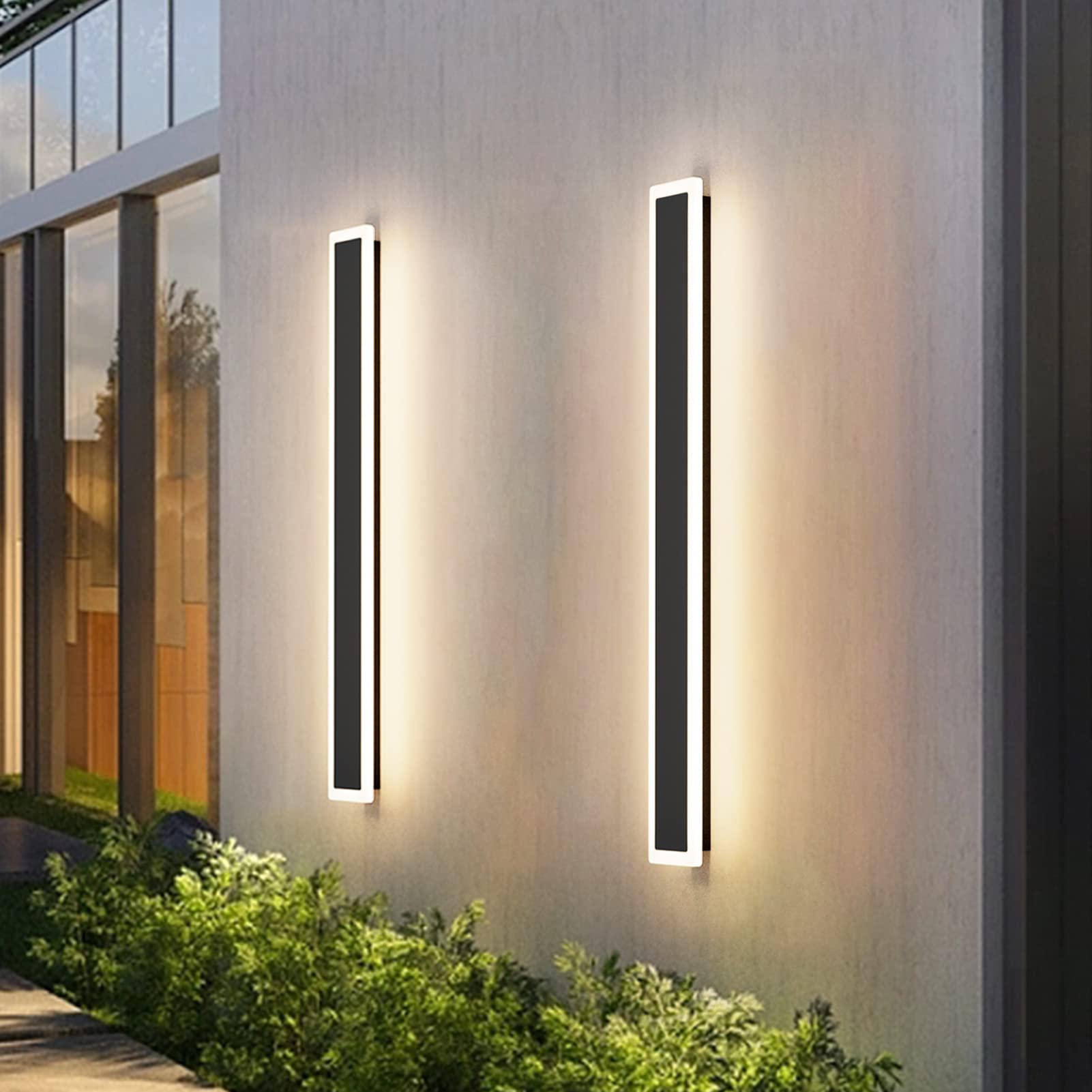 Aipsun Outdoor Wall Lights, Black LED Wall Sconce, 2 Pack, 31.5inch, enhanced Acrylic