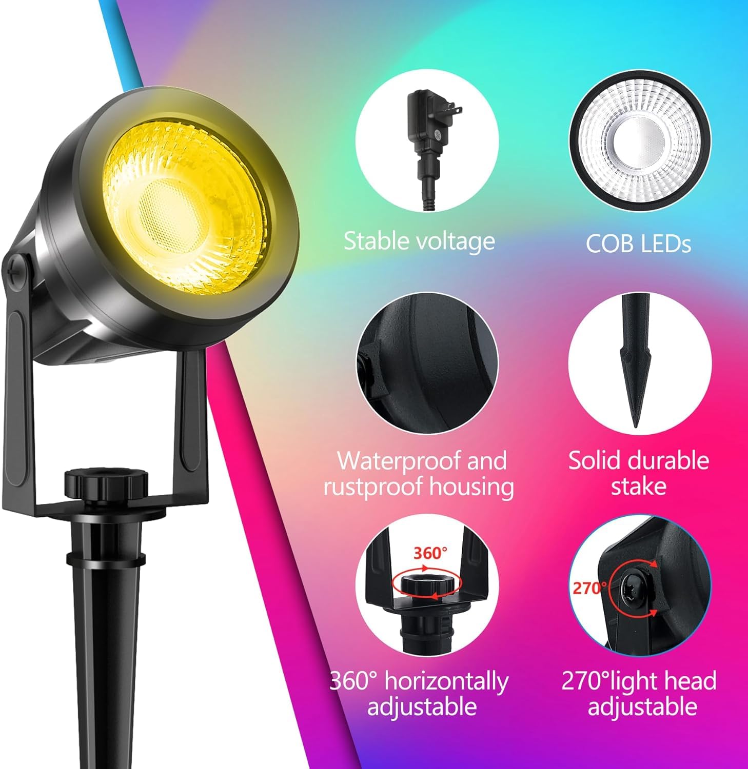 Crepow Rgbw Color Changing Landscape Lights With Remote, 12V Low Voltage, 6-In-1 For Garden, Yard