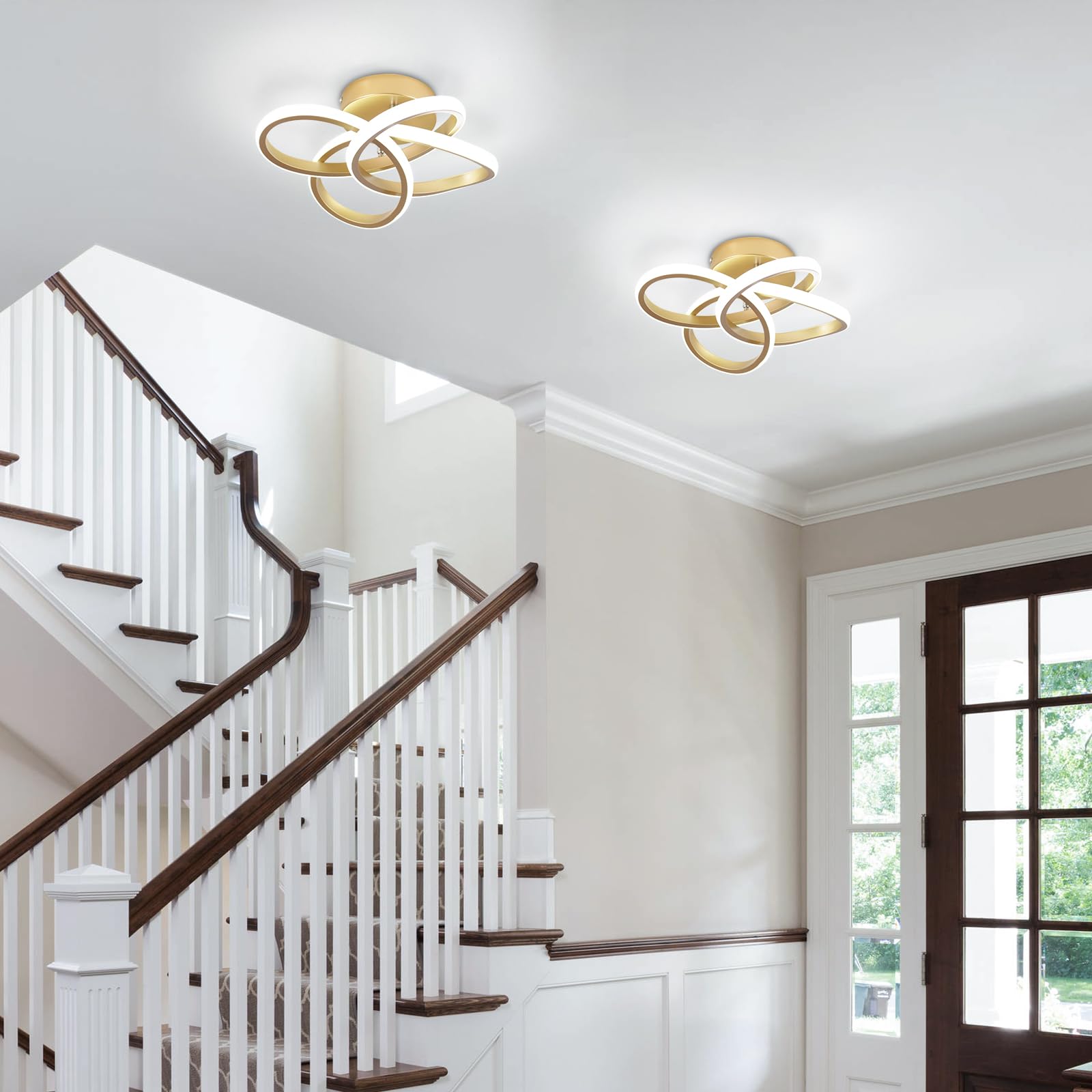 Caneoe Gold Led Hallway Light, 6000K Modern Led Ceiling Light Fixture, Small Close To Ceiling Light For Hallway Corridor Closet