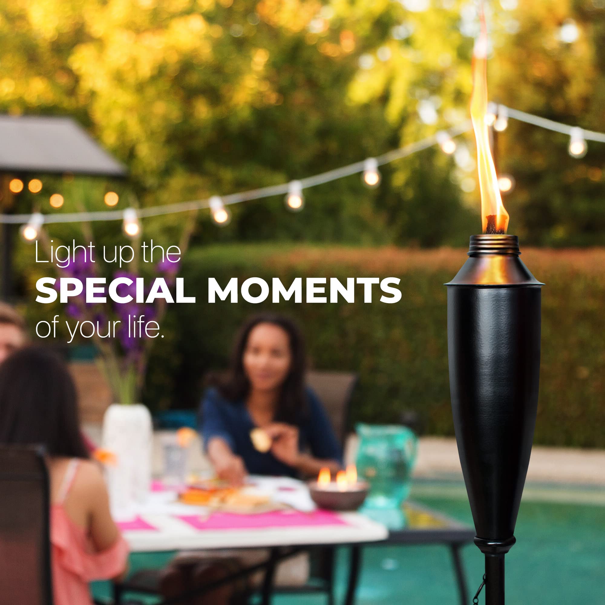 Deco Window Garden Torch Pack of 4 Citronella Metal Torches 60in Black
