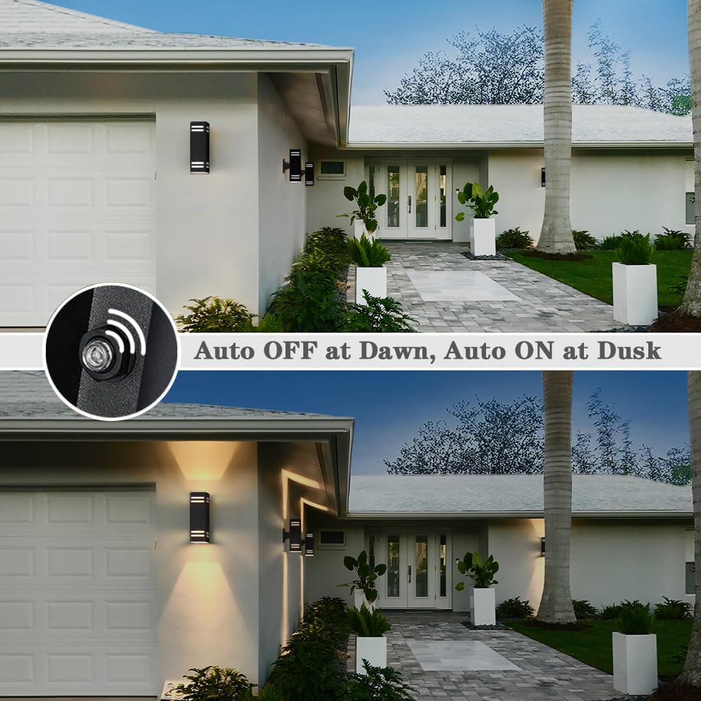 Shimr Outdoor Lights For House With Dusk To Dawn Photocell Sensor, Exterior Light Fixture Wall Mount Etl Listed, Waterproof Outdoor Wall Sconce For Patio Porch Garage, 2 Pack
