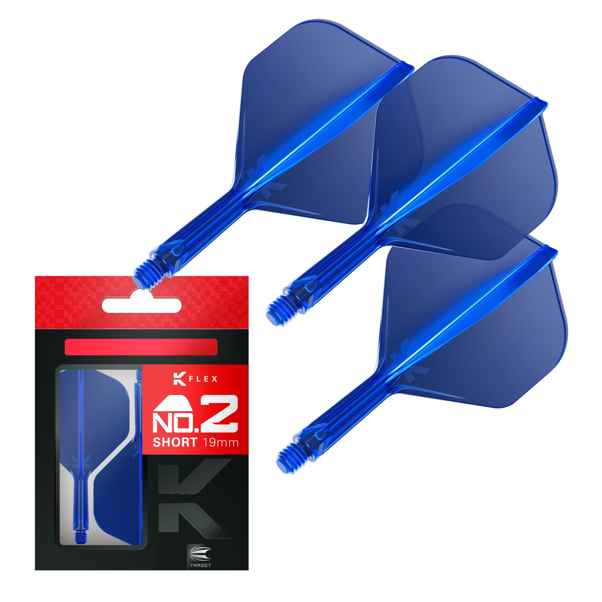 Target Darts K Flex Integrated Dart Flights & Shafts, Short 19mm, Blue, Model taf1436 - Pack of 3 Professional Dart Accessories