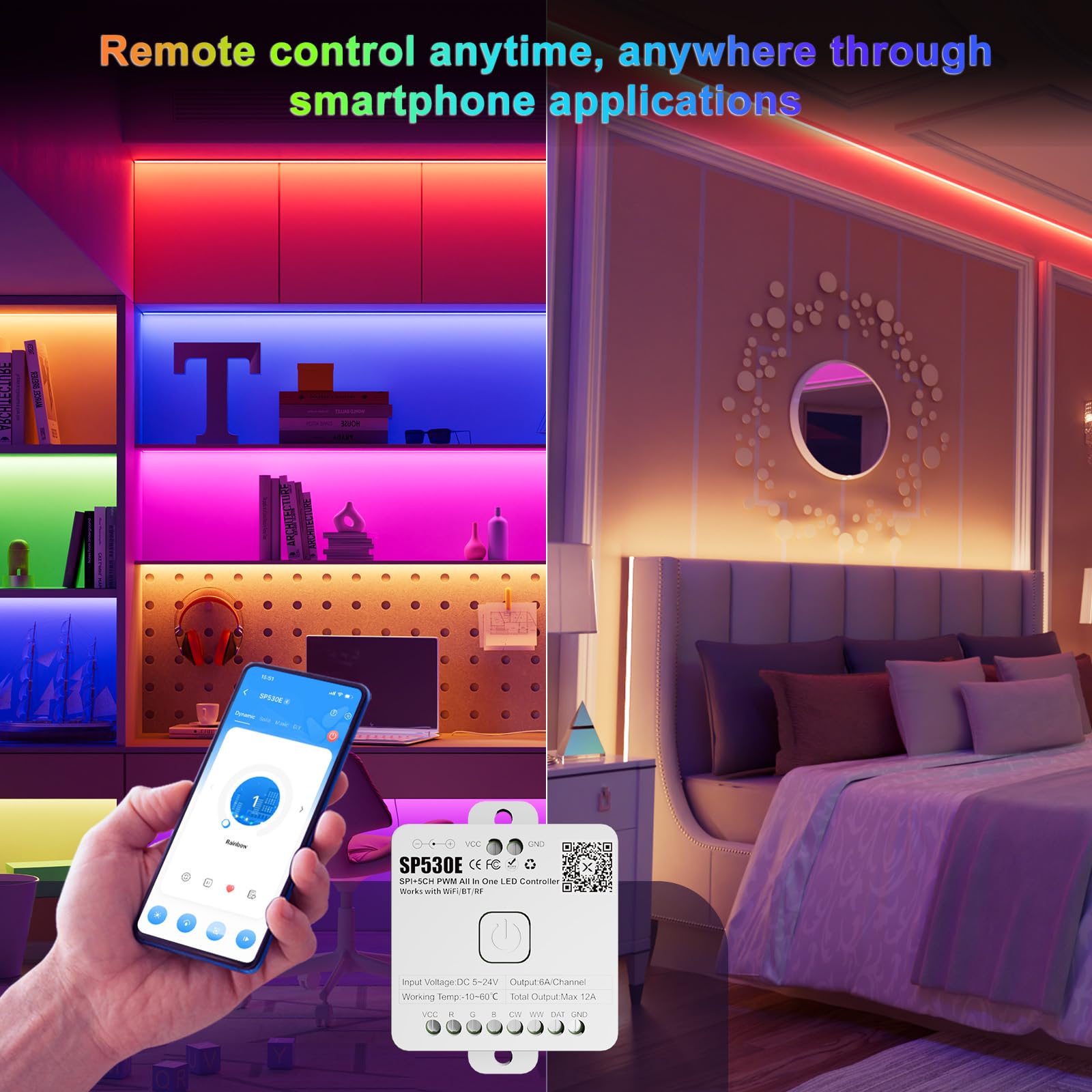 Pautix Sp530E Wifi Led Controller, Alexa/Bluetooth, Supports 12 Led Types, Dc5V/12V/