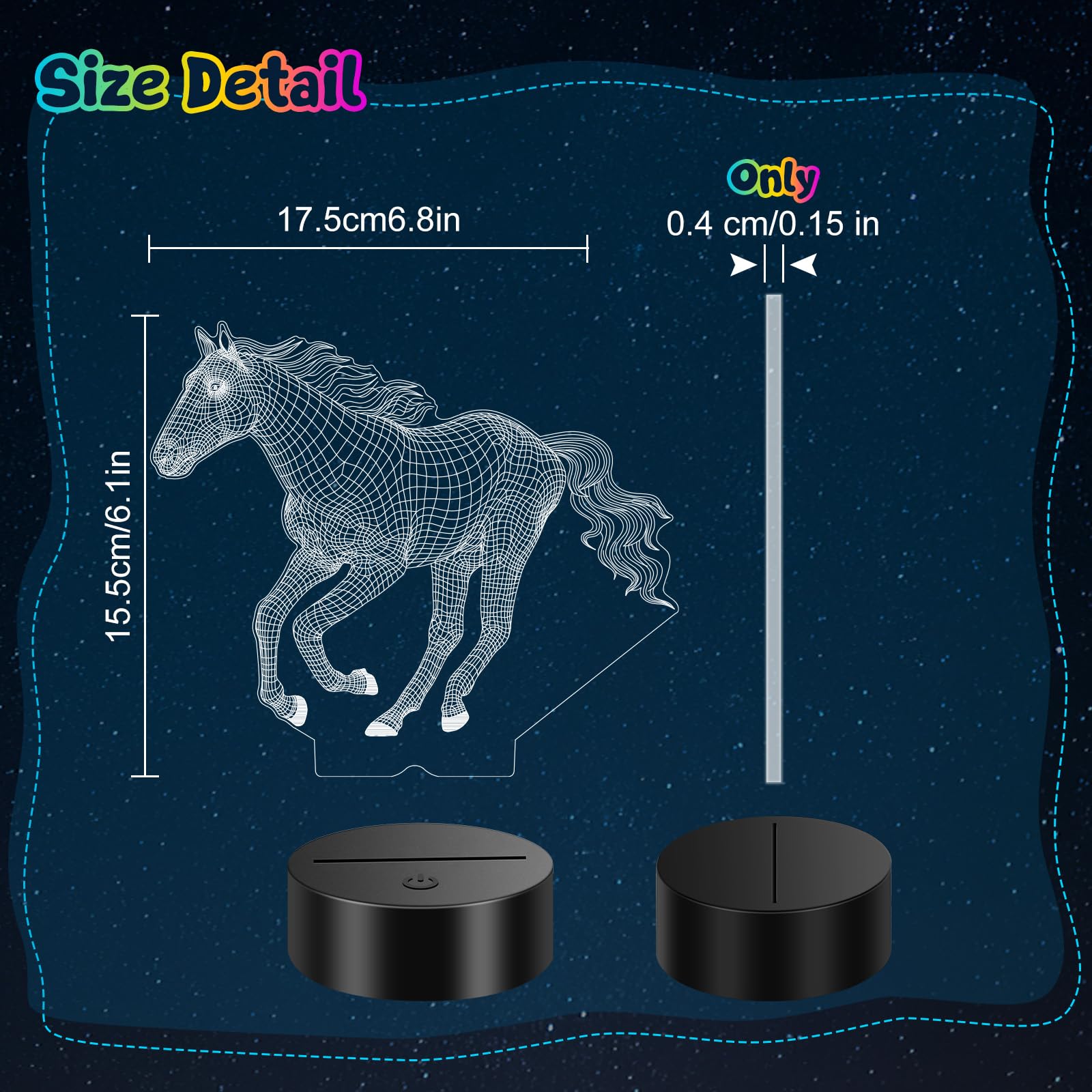 Linkax 3D Illusion Night Light & Soccer Gift For Teens  Boys & Kids - 8 To 12 Year Olds - Football Accessories & Room Decor (Horse)