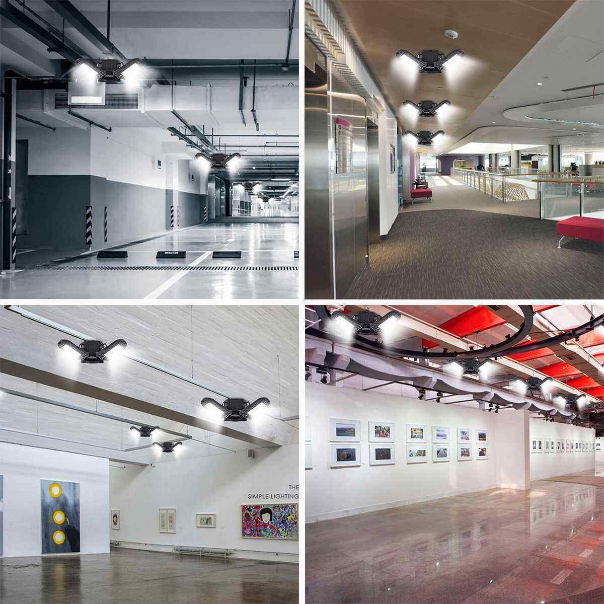 KONPWAY Deformable LED Garage Light - 6000 Lumen, 60W, Daylight, 2-Pack, Model HM Garage Lights 01