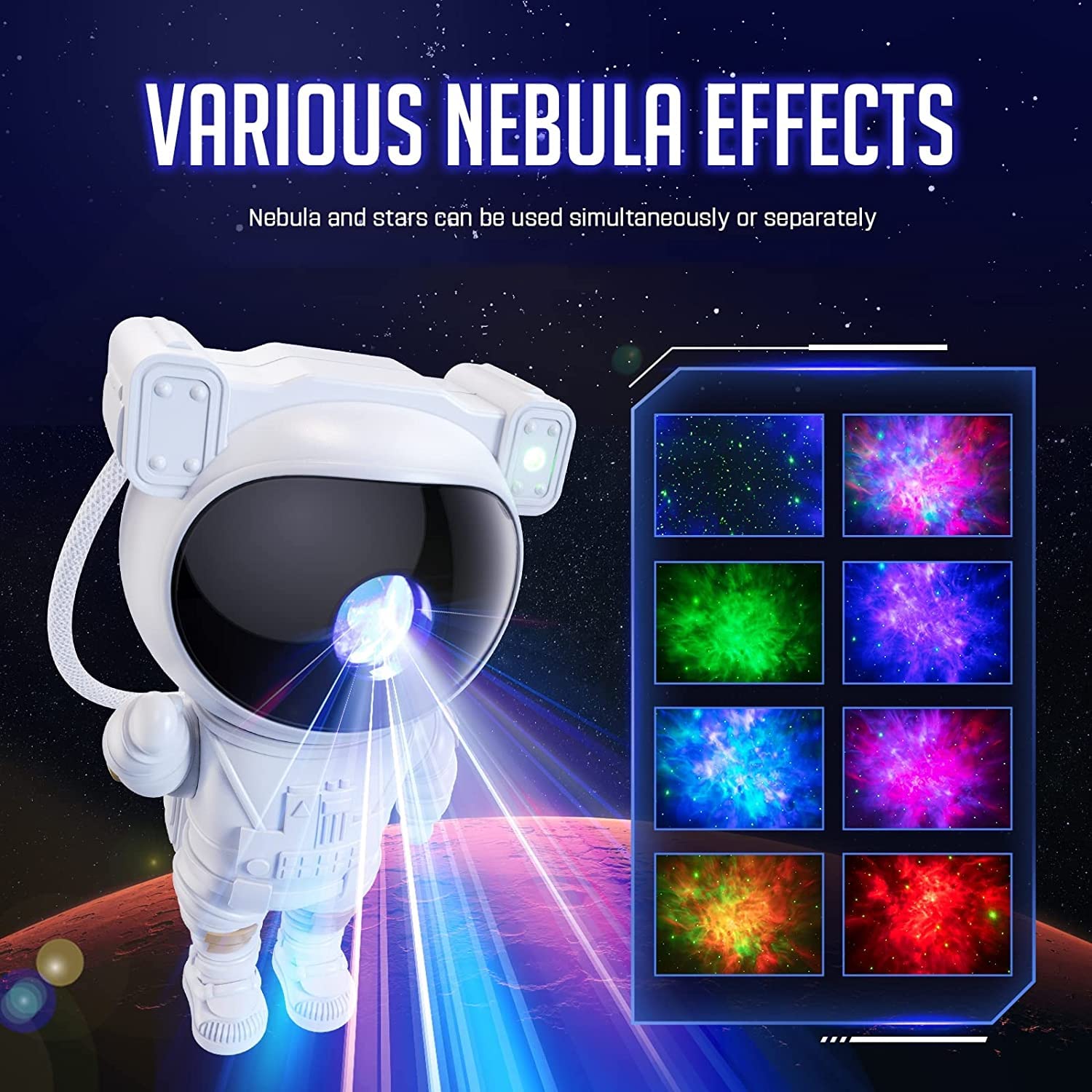 Mooyran Star Projector Galaxy Night Light - Led Astronaut Lamp For Kids Room Decor, Timer & Remote