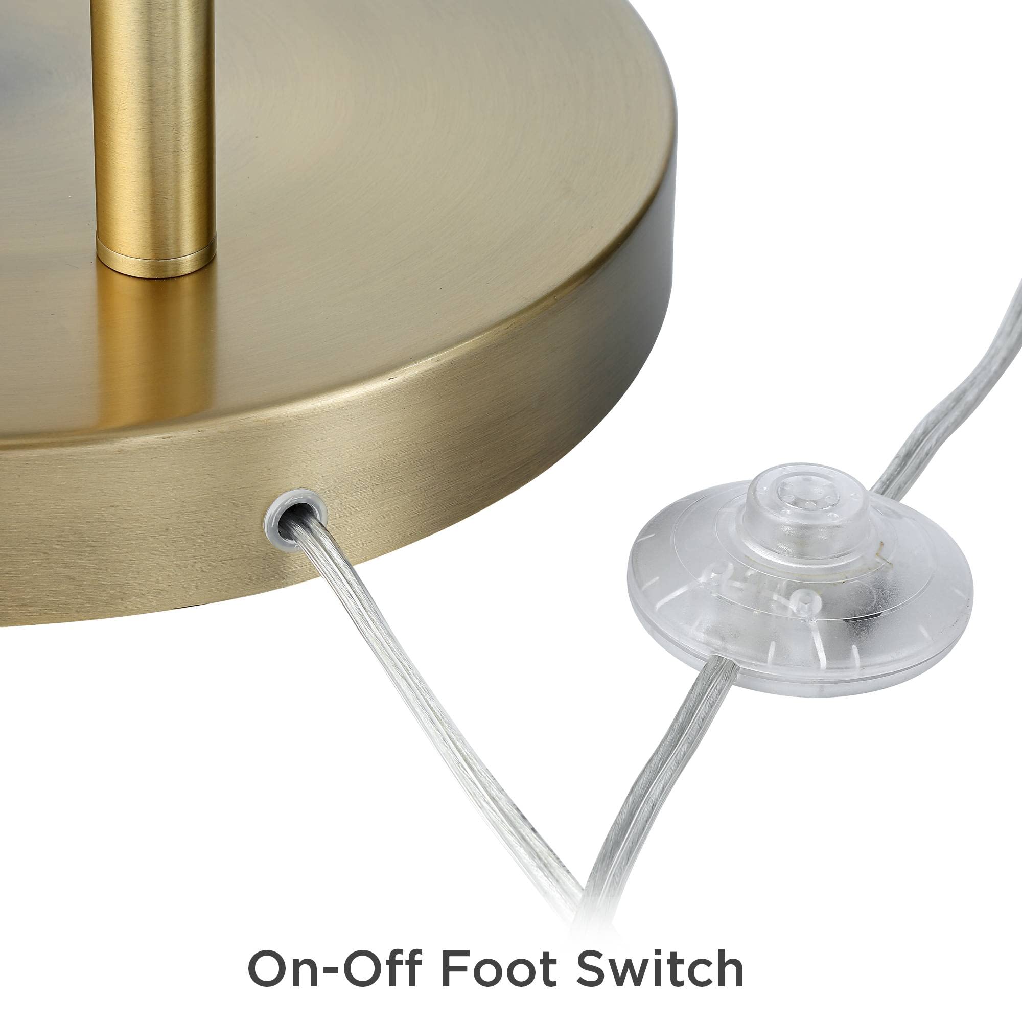 360 Lighting Mid Century Arc Floor Lamp 72in Tall Brass Gold White Linen Shade Model 88P41