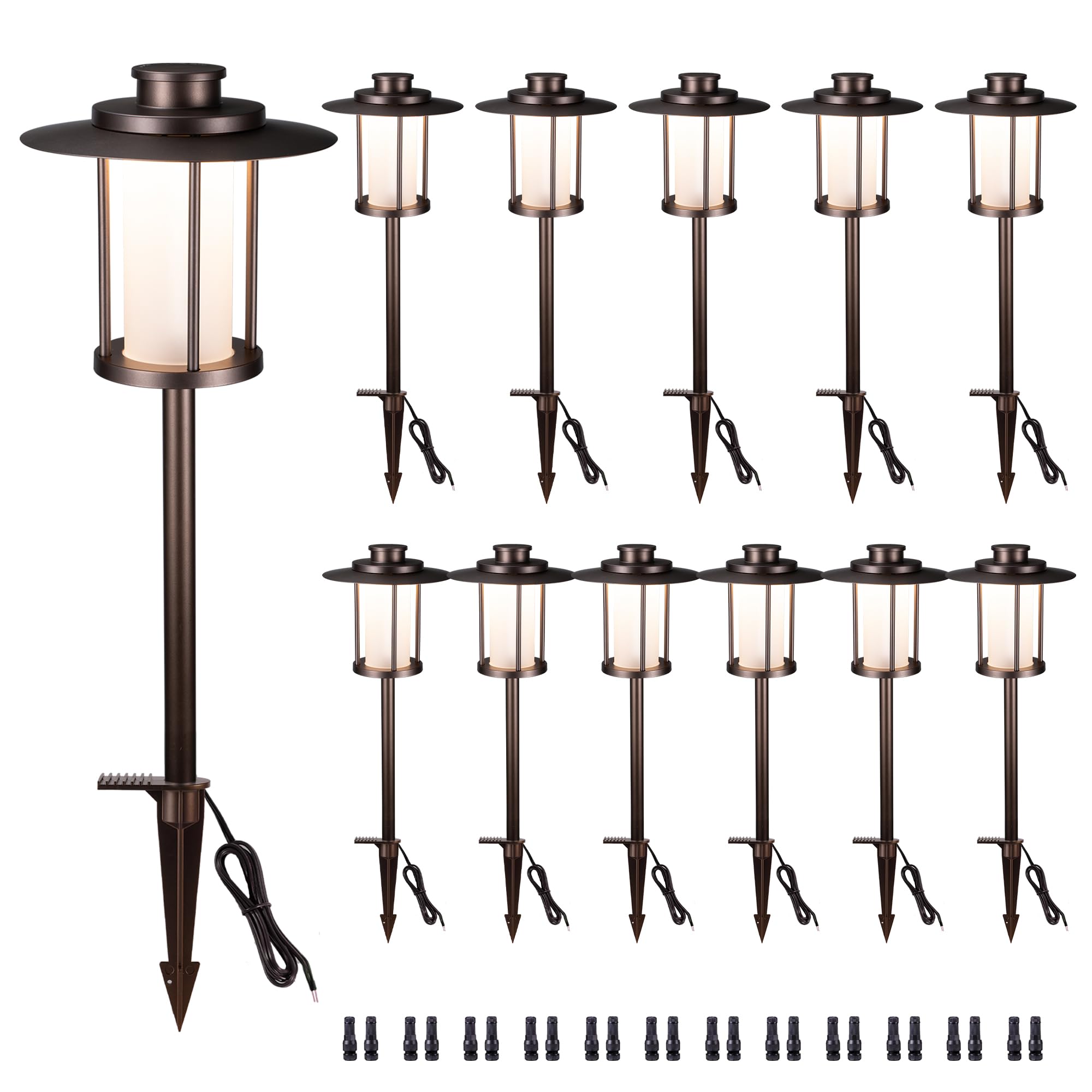 Varmtalys Outdoor Pathway Lights Wired 12V, 2700K/3000K/3500K/4000K/5000K Selectable Landscape Path Light Waterproof, LED Walkwa
