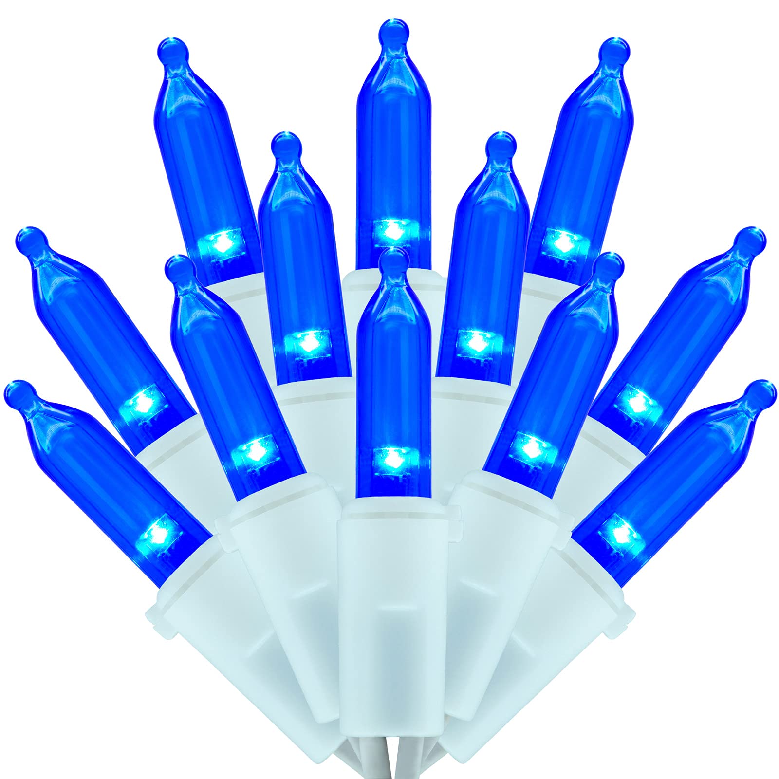 SWEET SHINE 200 Count Blue LED Christmas Lights, 66 ft White Wire UL Certified Commercial Grade Holiday String Light Set (Blue)