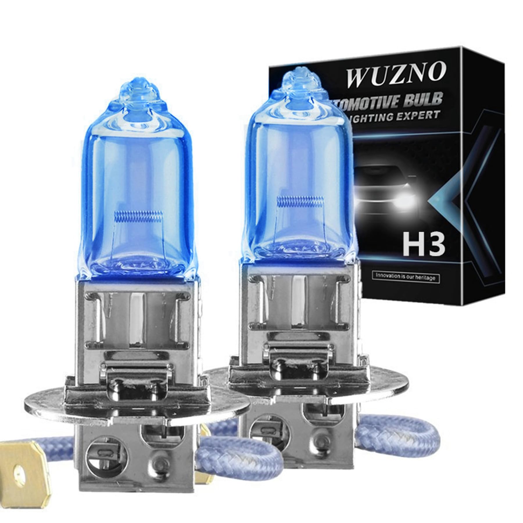Wuzno H3 Halogen Headlight Fog Light Bulb 12V 55W 5000K Model WZ-5K2H3 2-Pack