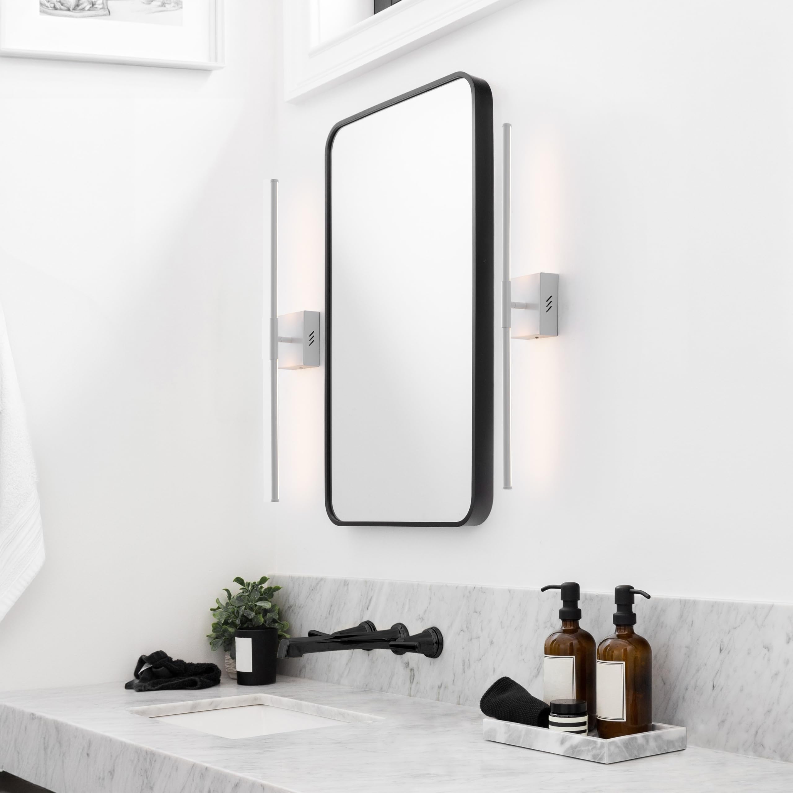 Jonathan Y Jyl7022G Makena 28'' Modern Minimalist Dimmable Integrated Led Metal Wall Sconce, White For Bedroom, Living Room, Kit