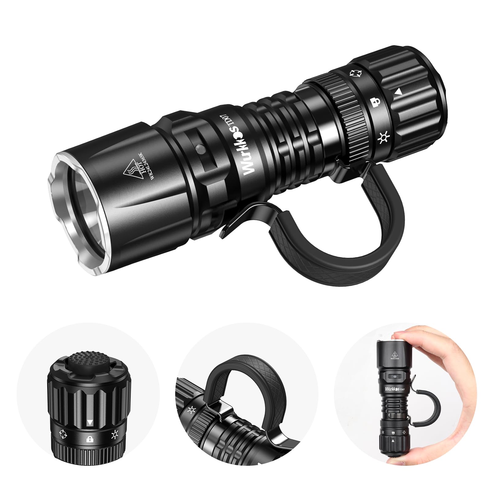 Wurkkos Td07 Led Tactical Flashlight, Usb-C Rechargeable Flashlights, 1300 High Lumen Edc Small Flashlight, Turbo/Strobe Momenta