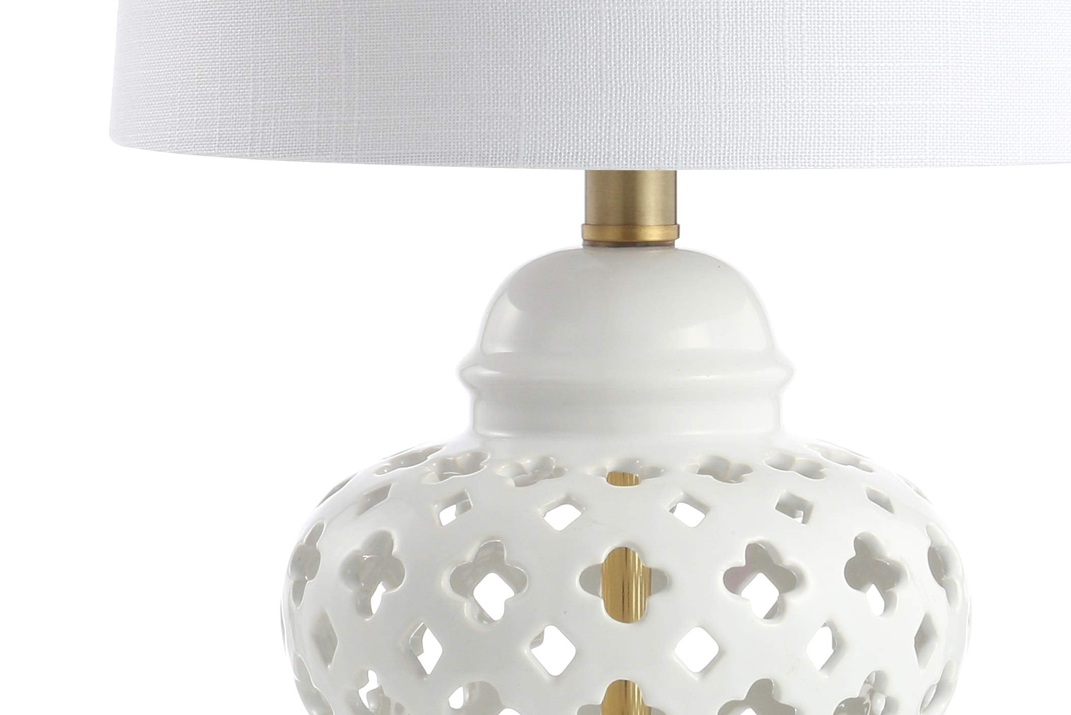 Jonathan Y Jyl6210A Quatrefoil Fretwork 20.5'' Pierced Ginger Jar Ceramic/Metal Led Table Lamp Glam Bedside Desk Nightstand Bedr
