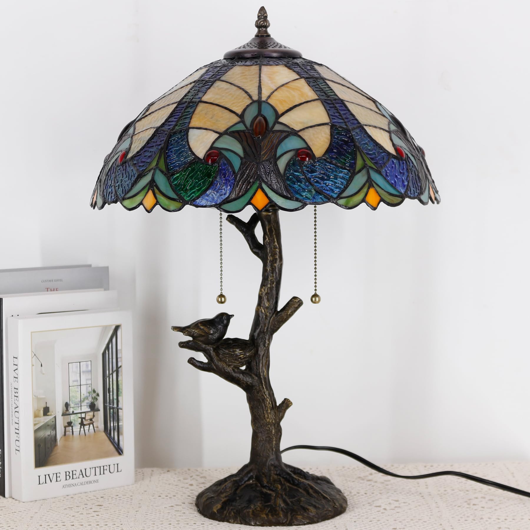 TCODTPOL Tiffany Table Lamp Base Replacement, Bronze Resin, Model W08T02, Size F (W7H23 Inch)