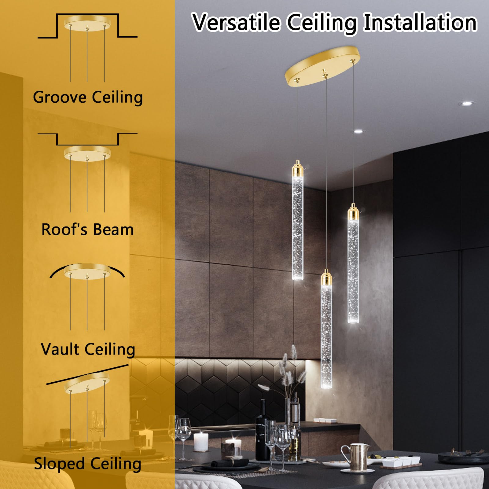 Pendant Lights Kitchen Island Mini Chandelier Gold Pendant Light Crystal Light Fixtures Adjustable Hanging Ceiling Hanging Light
