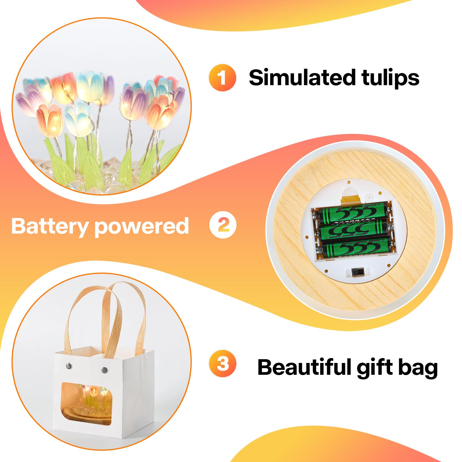 Onxe Mothers Day Gifts For Mom From Daughter, Birthday Gifts For Women, Flower Lamp Night Light For Bedroom Decor, Light Up Tuli