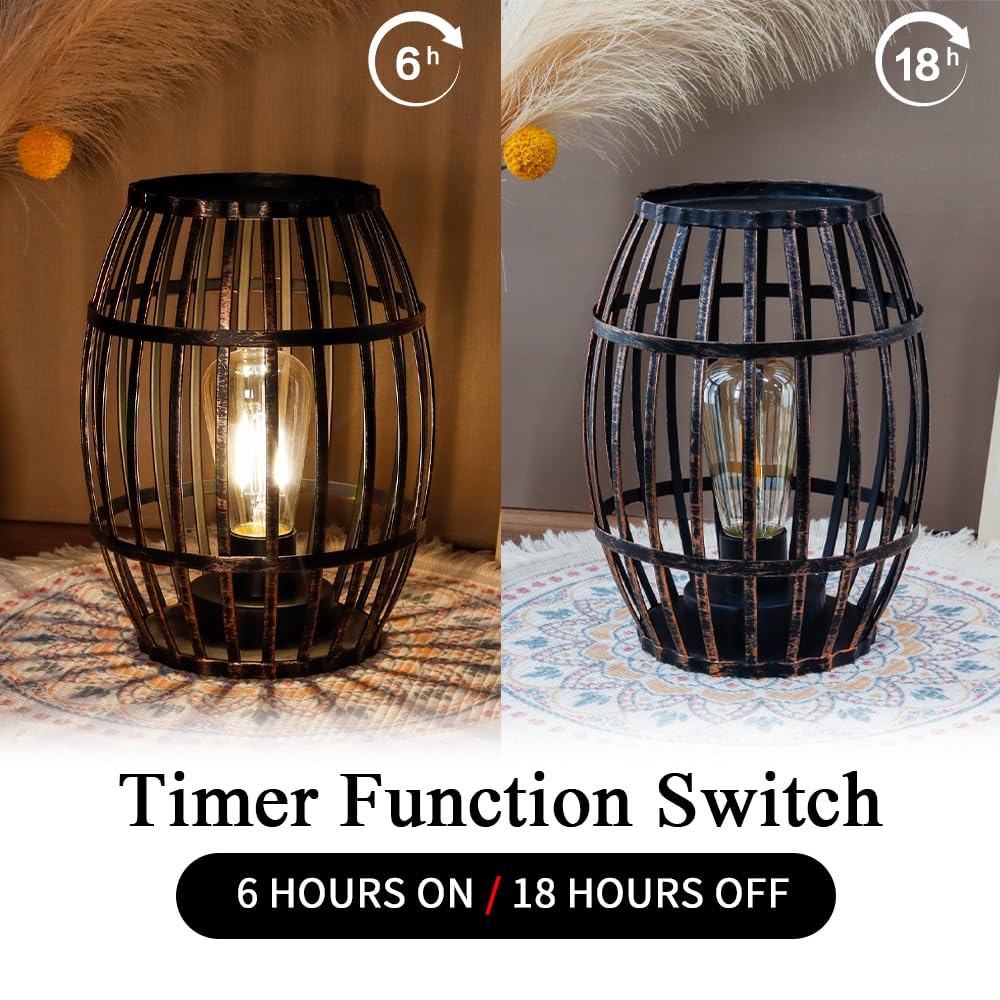 JHY DESIGN Decorative Table Lamp, 8” Battery Powered, Metal, Black Brushed Gold, Model JHY9180N