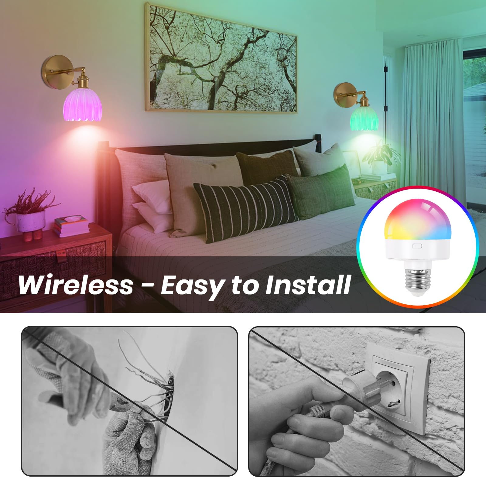EIDEARAY Battery Operated Wall Sconce - Vintage Milky White Glass with Remote Control, Model YLC-BRO3TB for Bedroom and Living Room