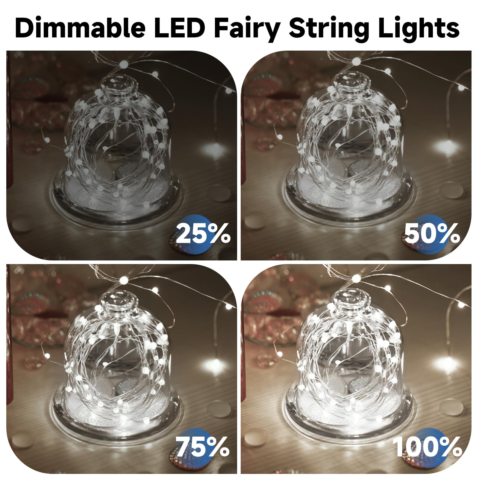 Mlambert Fairy Lights 40FT Battery Operated Waterproof Dimmable Twinkle Light with Remote & Timer, Cool White, Model OKDMX-BWSL-02