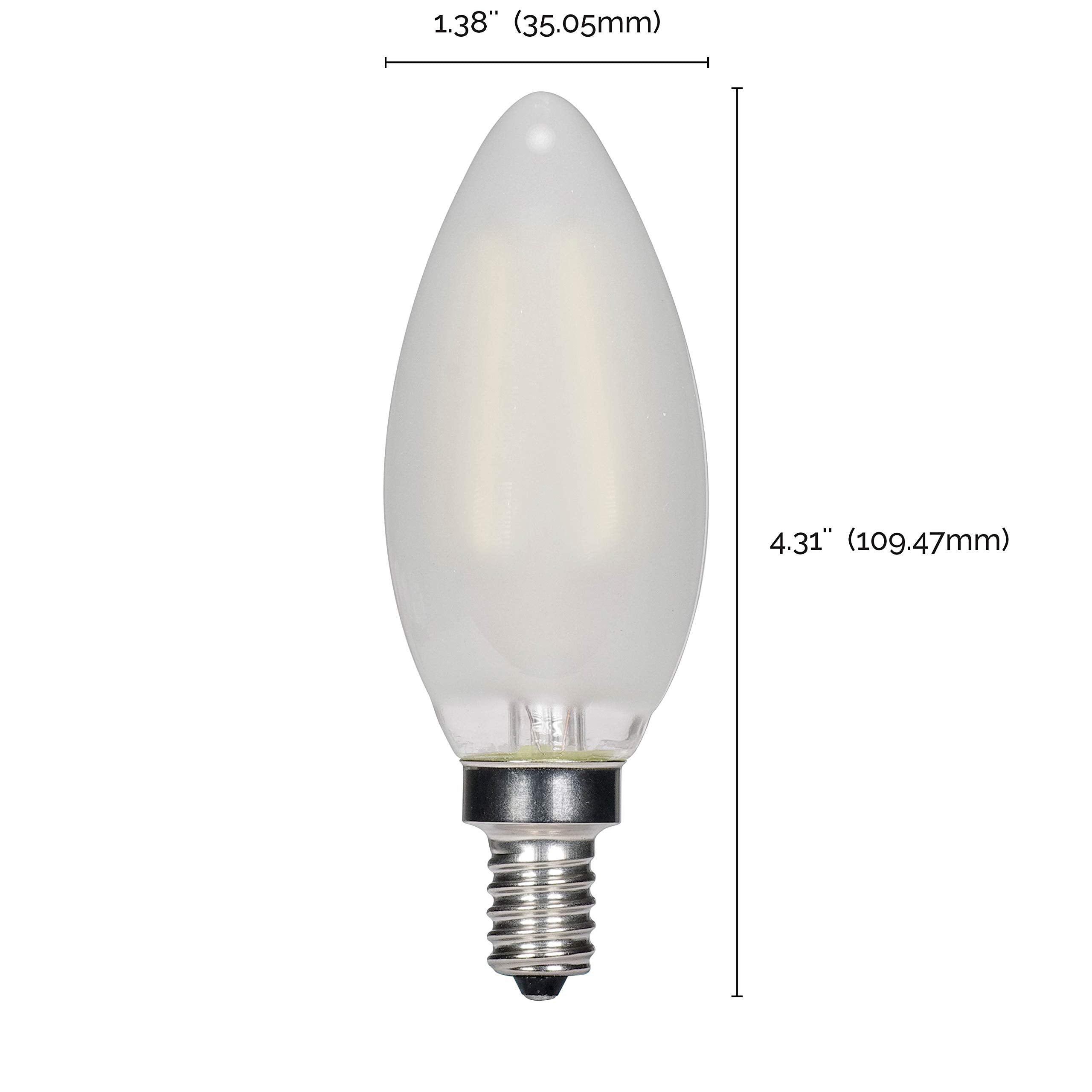 Satco B11 3.5W LED Light Bulb, Frosted, Candelabra Base, 2700K Warm White, 6 Pack