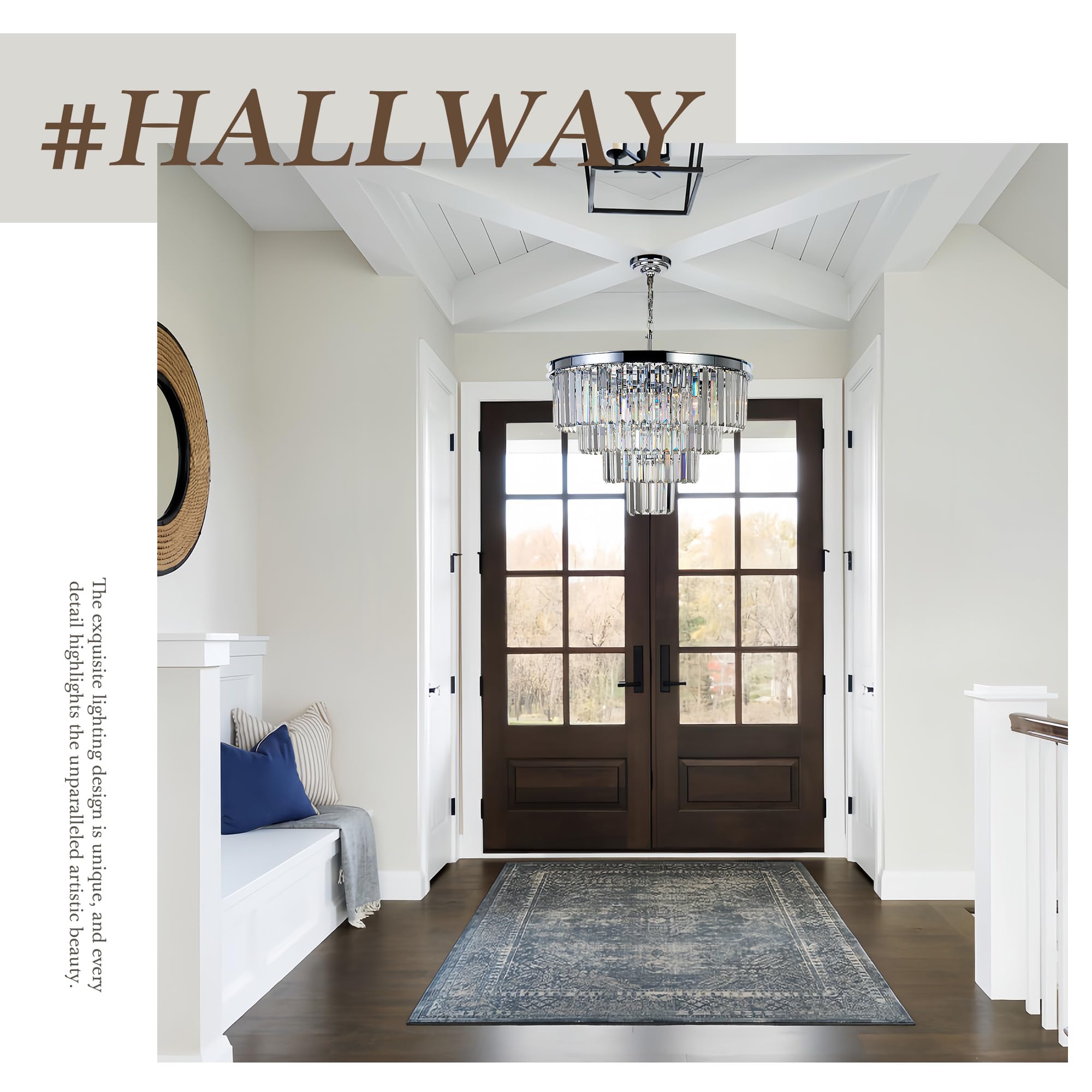 Meelighting Chrome Crystal Modern Contemporary Chandeliers Pendant Ceiling Light 4-Tier Chandelier Lighting For Dining Room Living Room Bedroom Girls Room 9 Lights Dia 23.6"