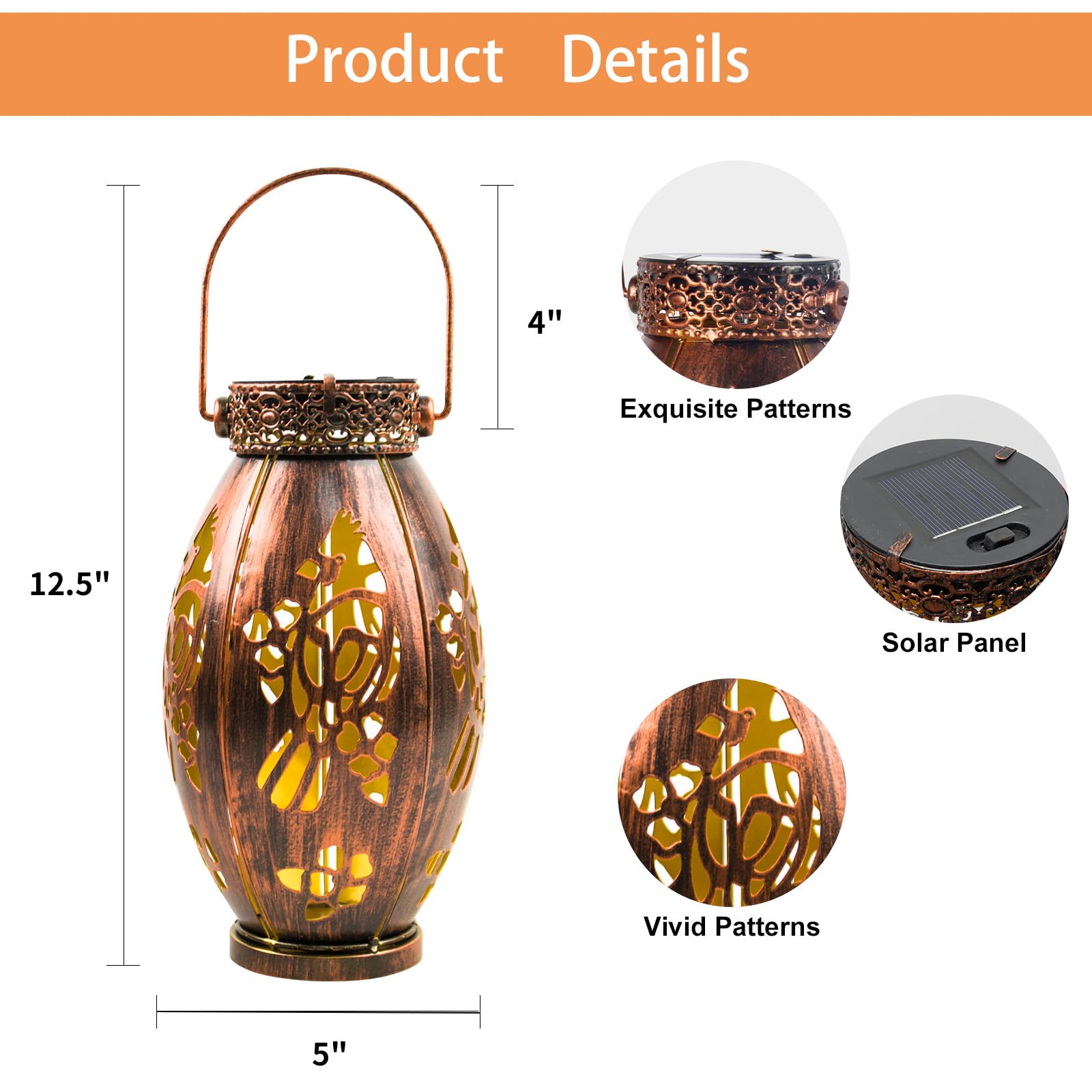 Pearlstar 2 Pack Cardinal Solar Lanterns Outdoor Hanging Light Waterproof, Birthday Gifts For Women Mom Men,Decorative Metal Sol