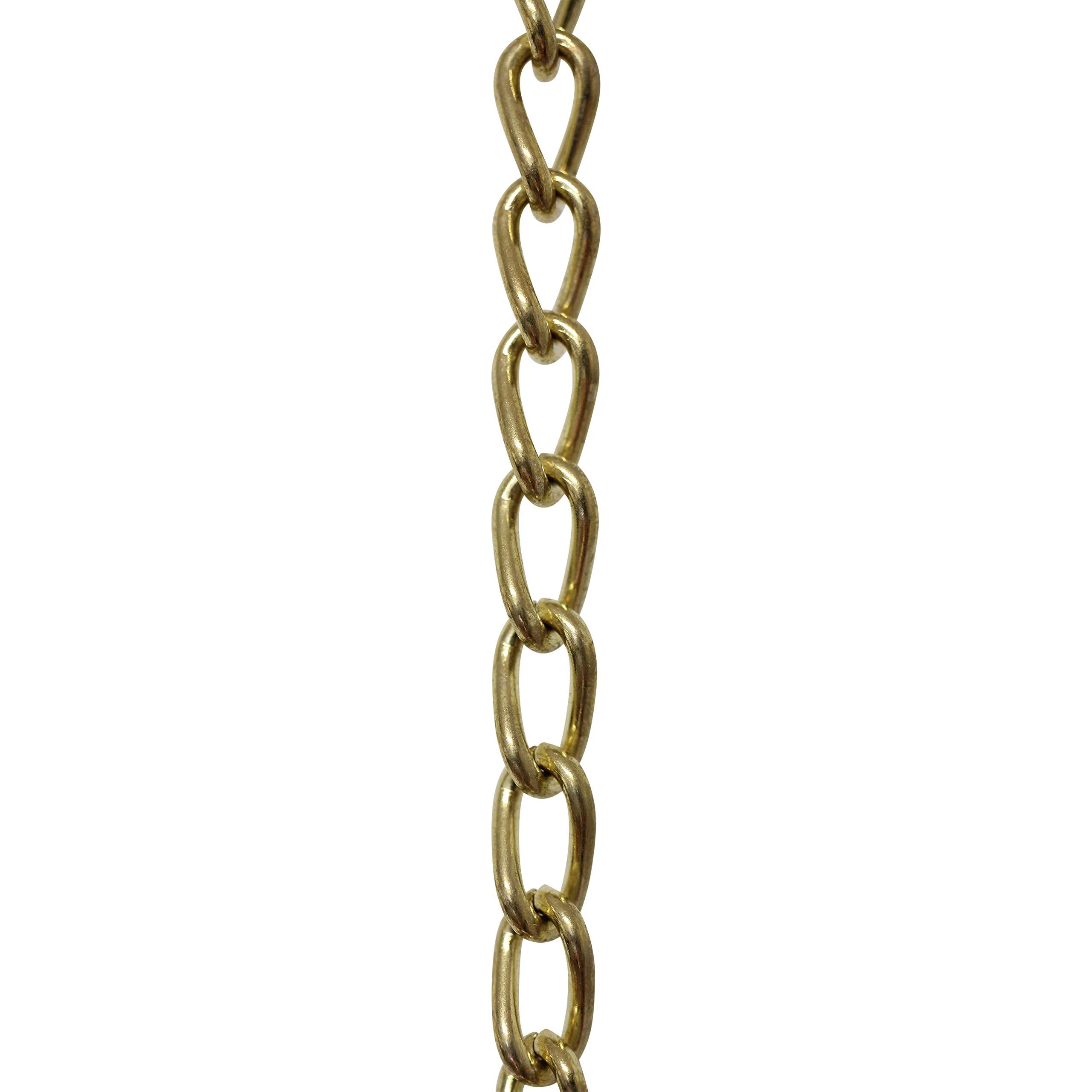 RCH Hardware Decorative Solid Steel Twist Link Fixture Chain, 12 Gauge, Polished Brass, Model CH-S54-14L-PB-164, 1 Reel/164