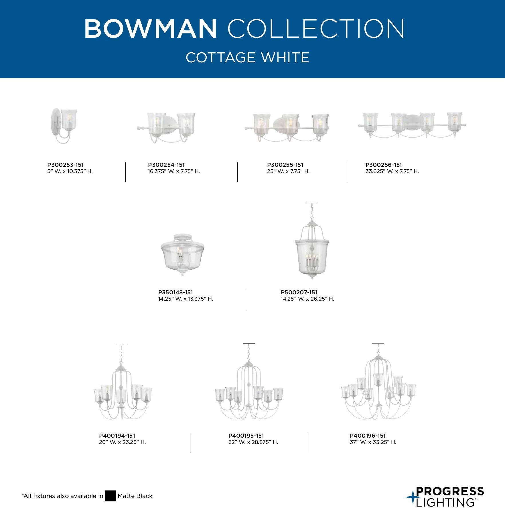 Progress Lighting Bowman Collection 9-Light Clear Chiseled Glass Coastal Chandelier Light Cottage White