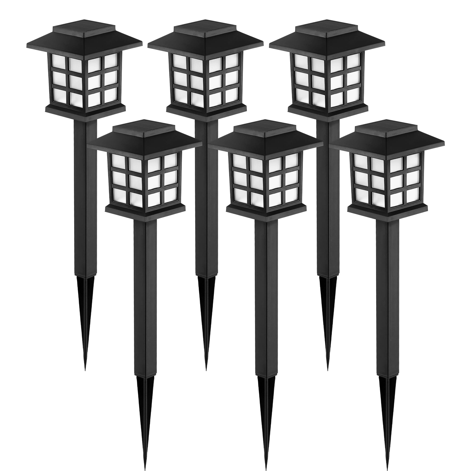 GIGALUMI Solar Outdoor Lights,6 Pack LED Solar Lights Outdoor Waterproof, Solar Walkway Lights Maintain 10 Hours of Lighting for Your Garden, Landscape, Path, Yard, Patio, Driveway