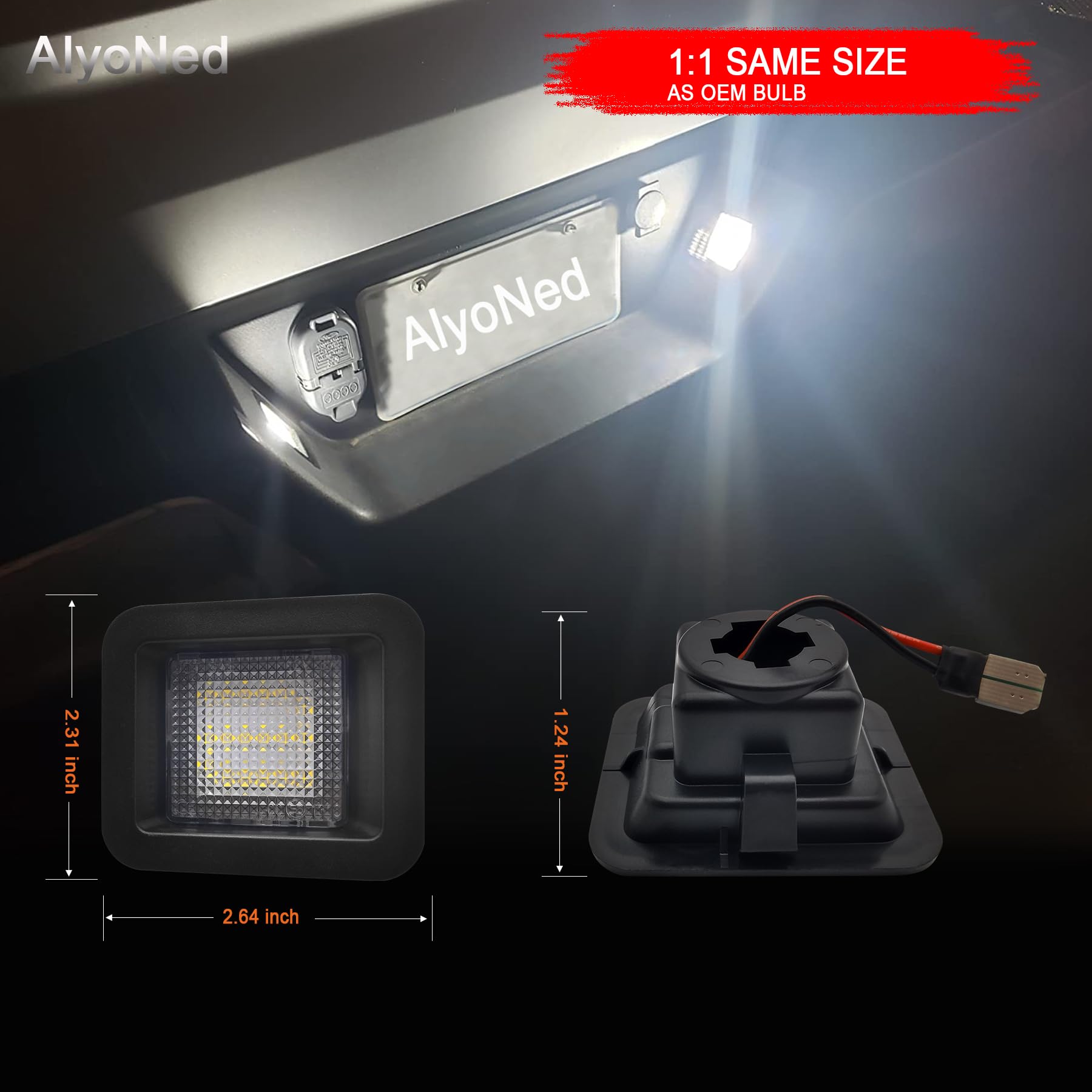 AlyoNed LED License Plate Lights Tag Lamp Assembly, Clear Lens, 6500K White, Compatible with Ford F150 2015-2020, Raptor 2017-202