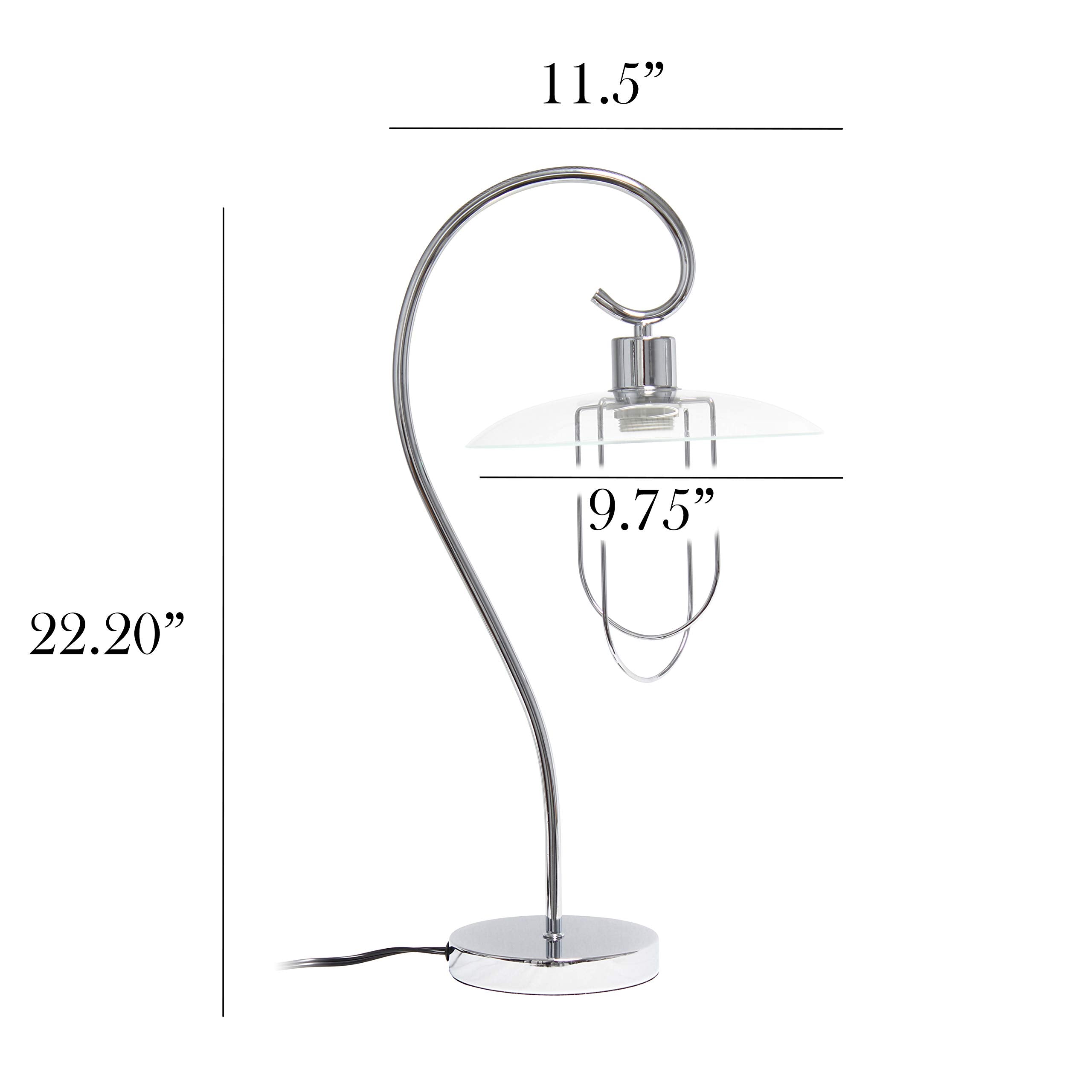 Simple Designs LT1086-CHR Modern Metal Table Lamp, Chrome, Iron Material