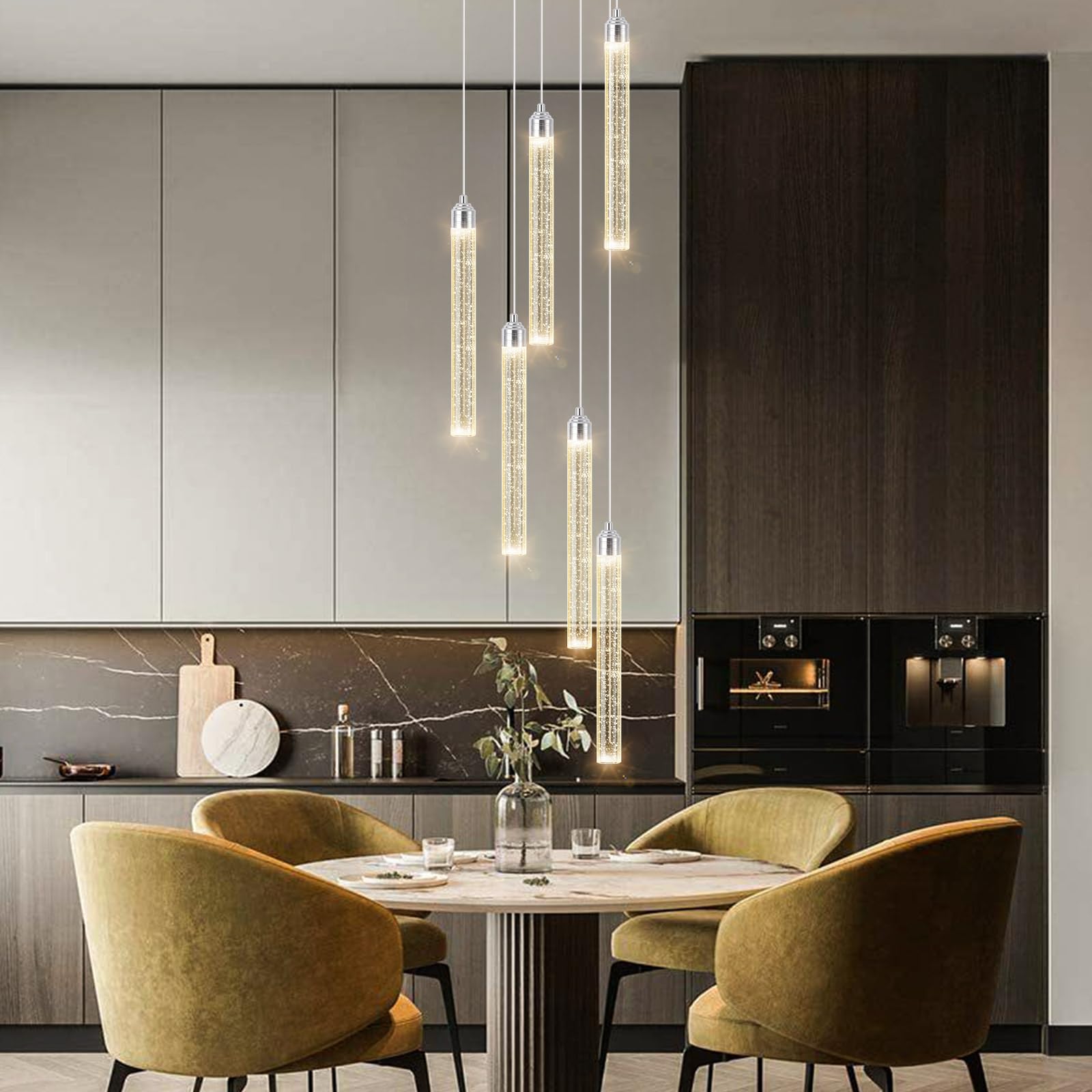Modern Crystal Pendant Lights For Kitchen Island Mini Chandelier Led Dimmable Ceiling Handing Lighting For Dining Room Corridor