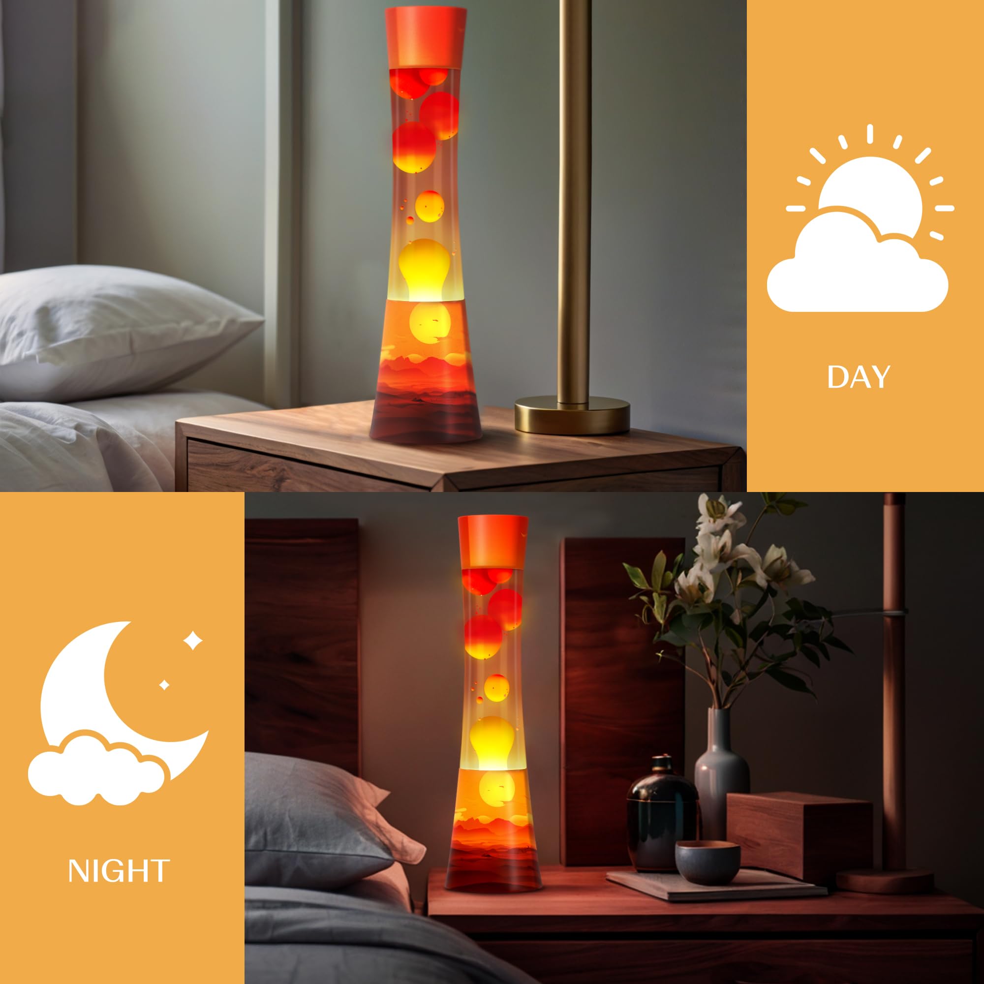 JAMBO Motion Lamp - 15.5" Sunset Liquid Mood Light, Aluminum Home Decor for Living Room, Office, Bedroom - Model 74000