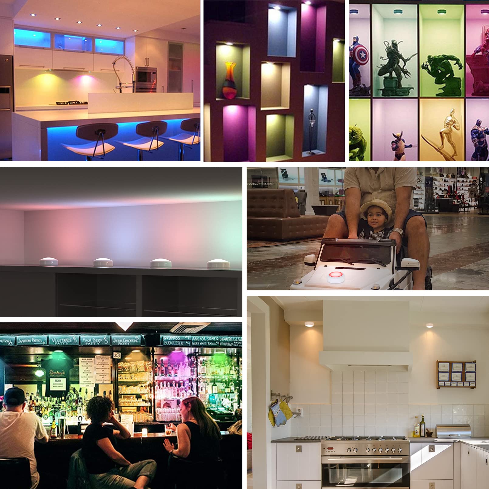 Hfcdl Battery Operated Led Puck Lights With Remote Rgb 13 Color Changing Wireless Stick On Closet Push Lights Under Cabinet Ligh