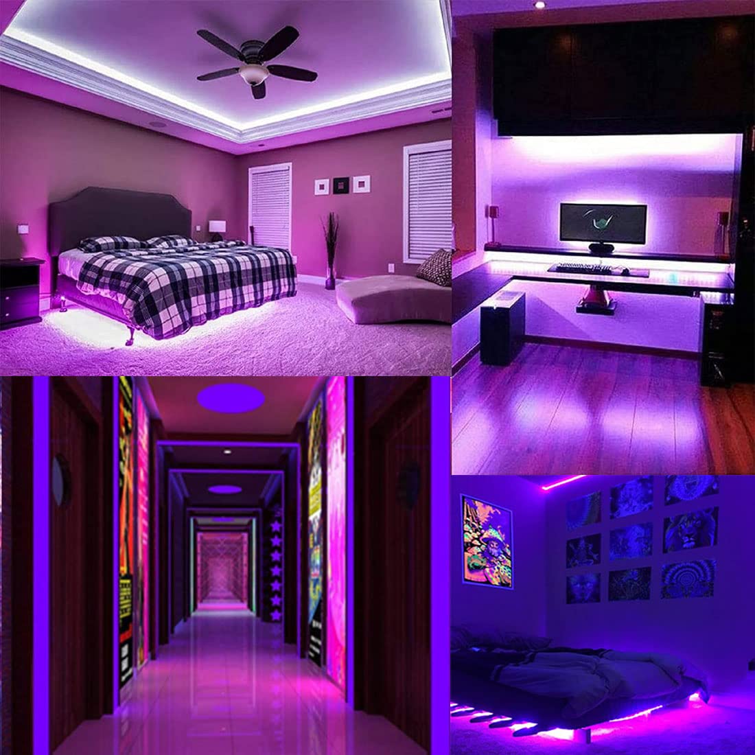SUYOOULIN LED Strip Lights, SMD 2835, 16.4Ft, DC12V, 1200 LEDs, High Density, Non-Waterproof IP21, Purple