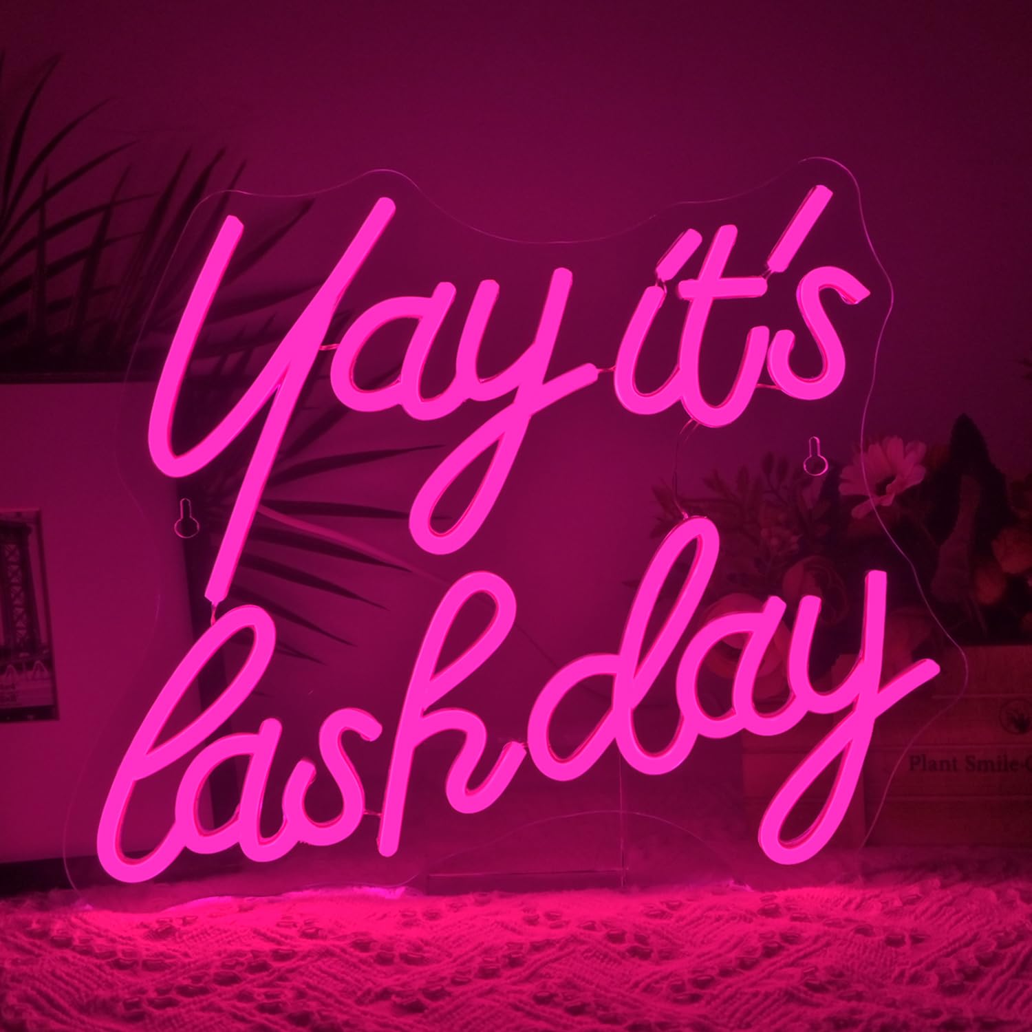LUCUNSTAR Neon Sign, LED Light with Dimming Switch, Pink Acrylic Decor for Home and Girls Room, Medium Size